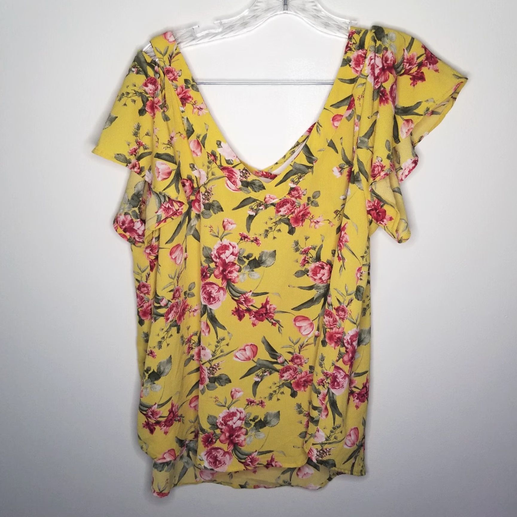 Vintage VINTAGE Flower & Feather Blouse Women Open Shoulder Floral Yellow XL 1XL Women’s Shirt Blouse Floral 1XL Size XL / US 12-14 / IT 48-50 - 5 Thumbnail