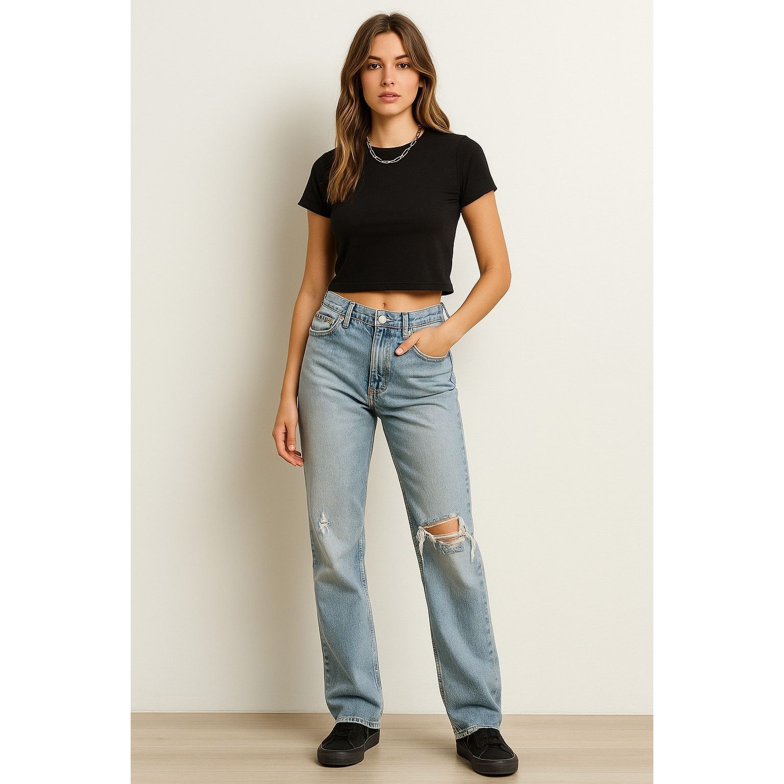 Other Free People We The Free Distressed Straight Leg Jeans 26 Size 26" / US 2 / IT 38 - 1 Thumbnail