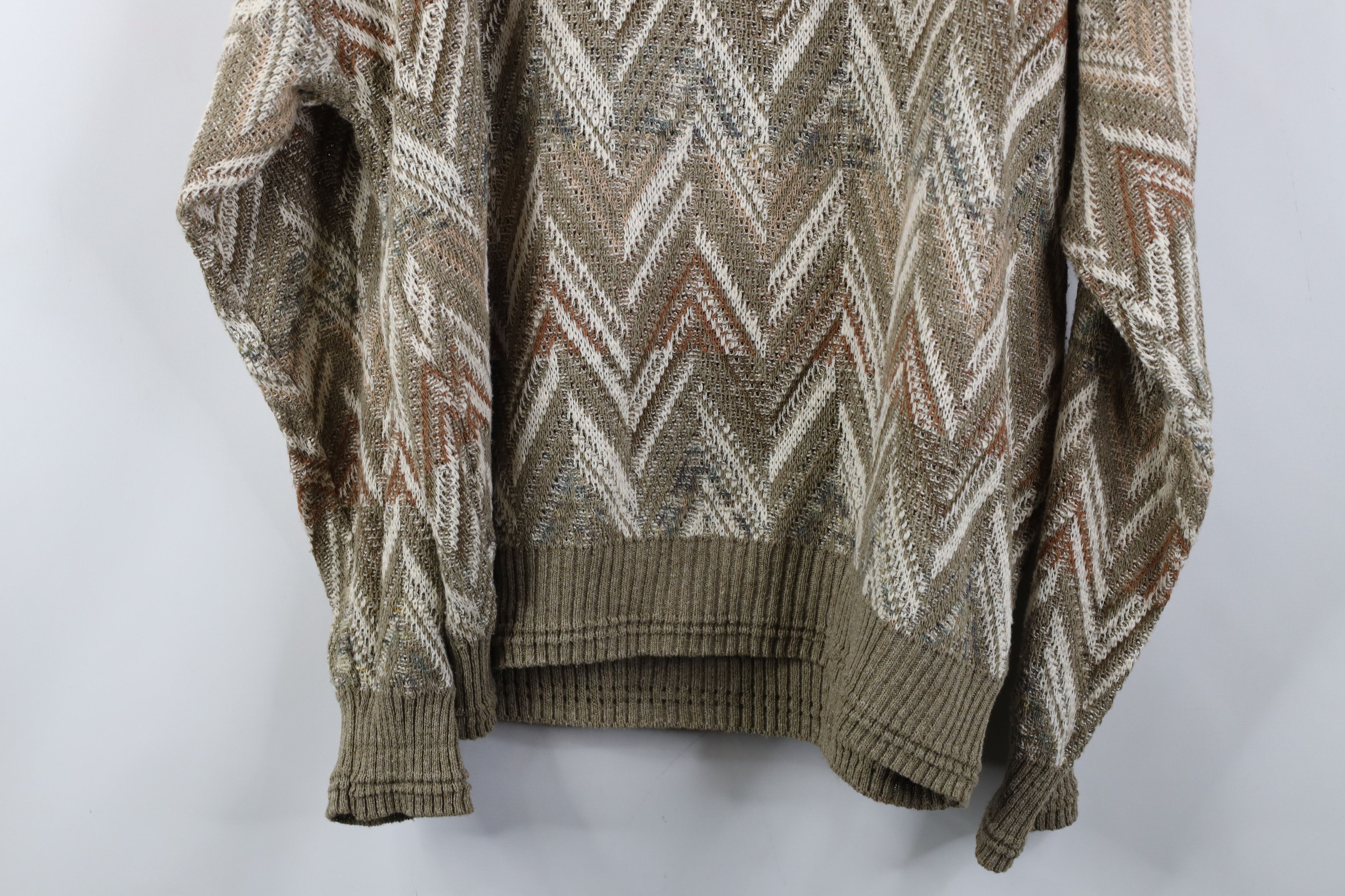 Vintage Vintage 90s Coogi Style Herringbone Silk Blend Knit Sweater Size US L / EU 52-54 / 3 - 9 Thumbnail
