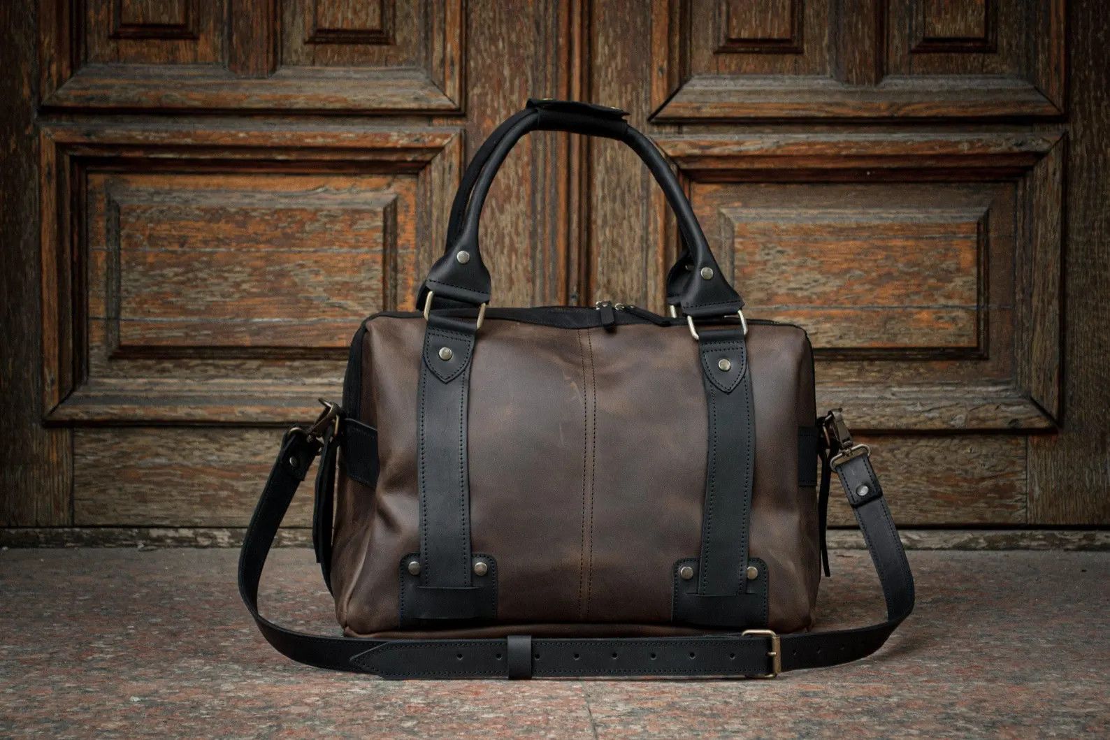 Handmade Leather satchel. Men's leather bag. Travel bag for a laptop Size ONE SIZE - 2 Thumbnail