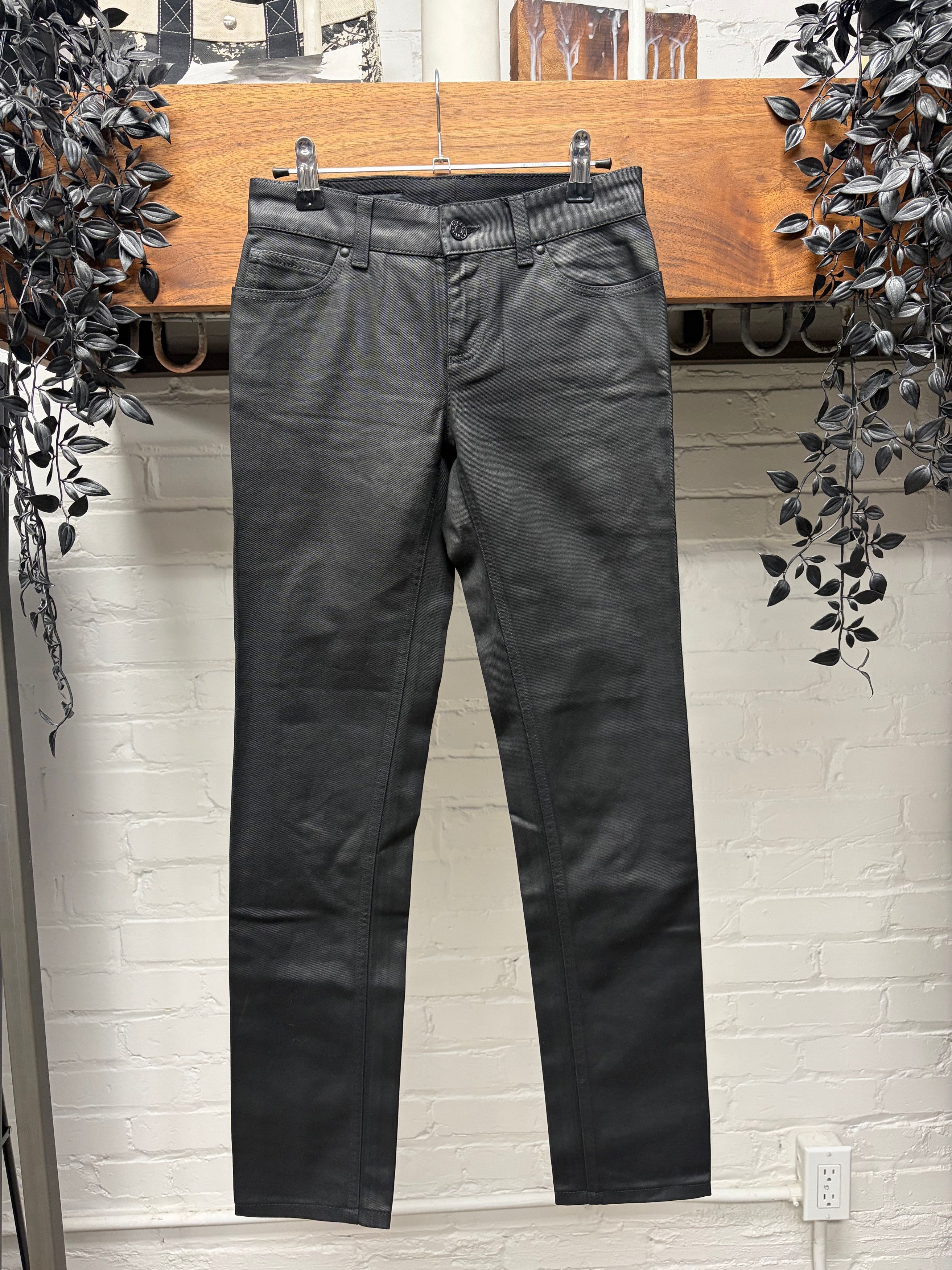 Gucci by Tom Ford Waxed Black Low Rise Skinny Jeans