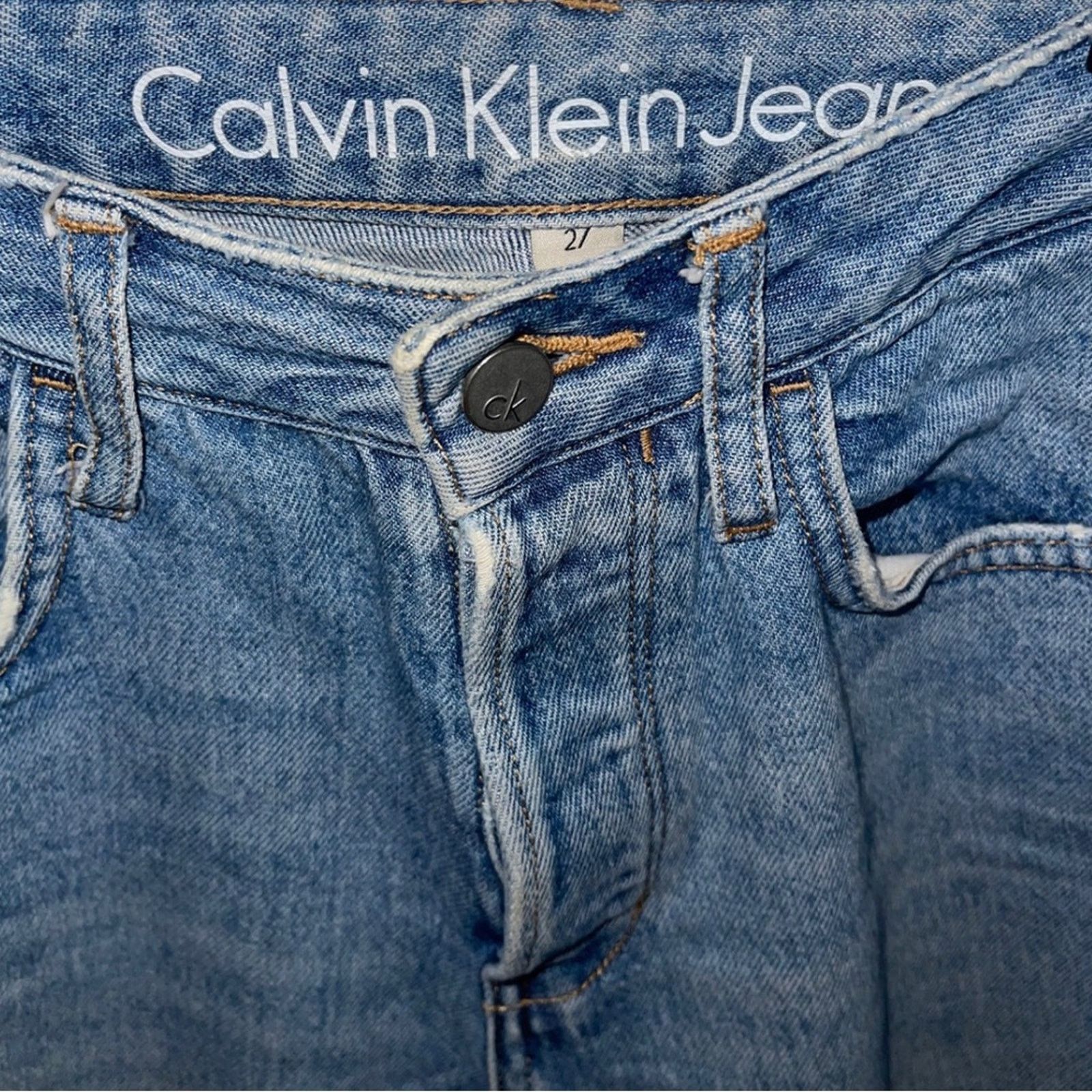 Calvin Klein Denim Jeans Mid Rise distressed Capri 27 Casual Streetwear Size 27" / US 4 / IT 40 - 3 Thumbnail