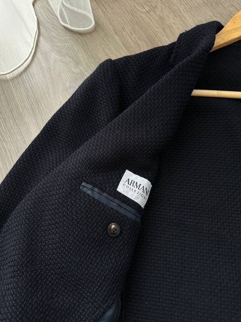 Armani Collezioni × Vintage Vintage Armani Collezioni Blue Jacquard Blazer Jacket Size 52R - 13 Thumbnail