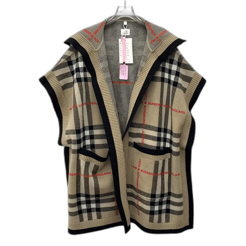 Burberry Burberry Brown Check Wool Hooded Cape Coat Size S / US 4 / IT 40 - 1 Thumbnail