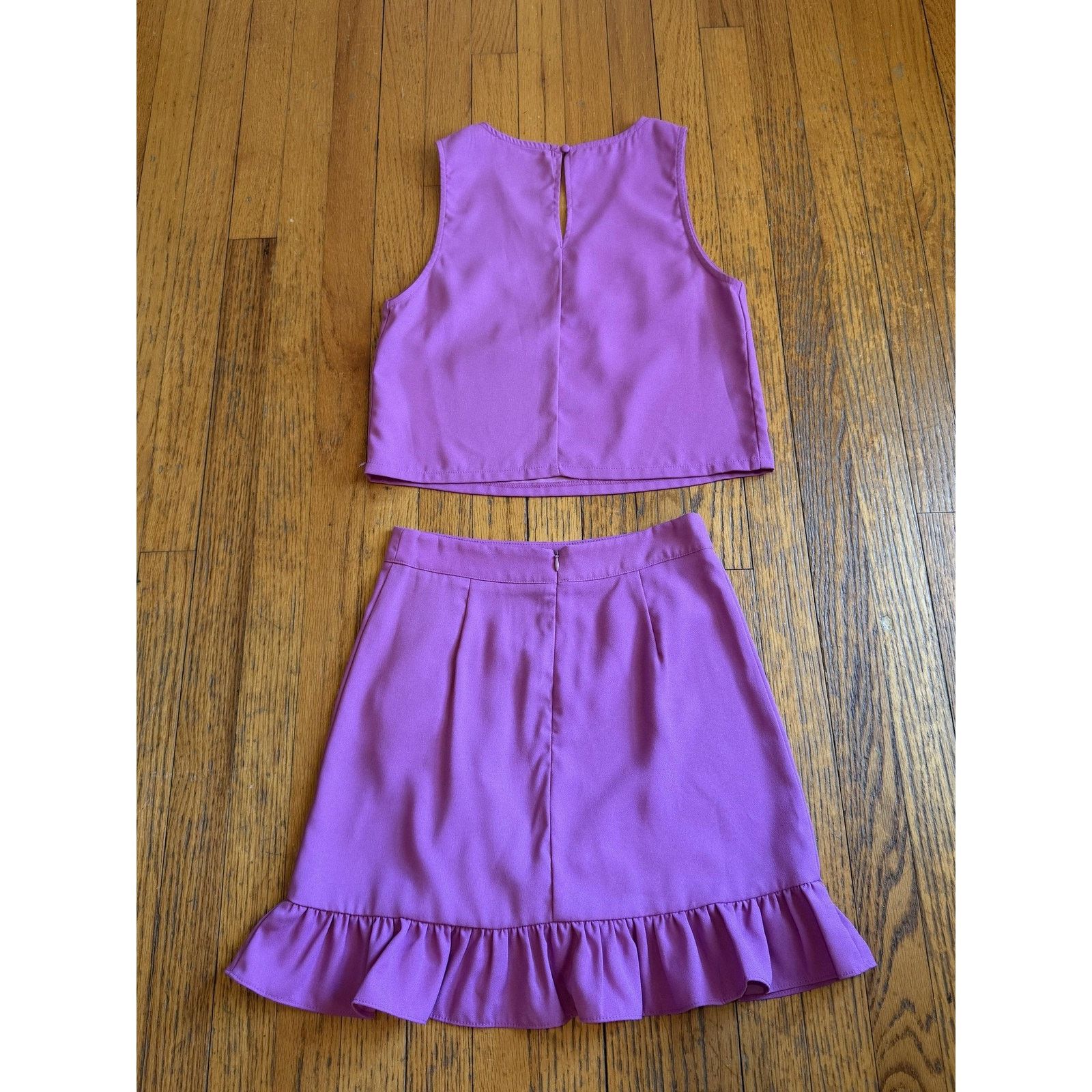 Other Karlie 2 Piece Set Small Purple Ruffle Mini Skirt Crop Tank Size 27" / US 4 / IT 40 - 11 Thumbnail