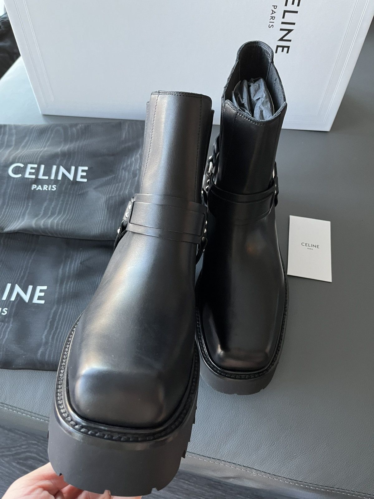 Celine × Hedi Slimane Super Runway Celine Hedi Slimane Biker Chelsea Boots New Size US 11 / EU 44 - 15 Thumbnail