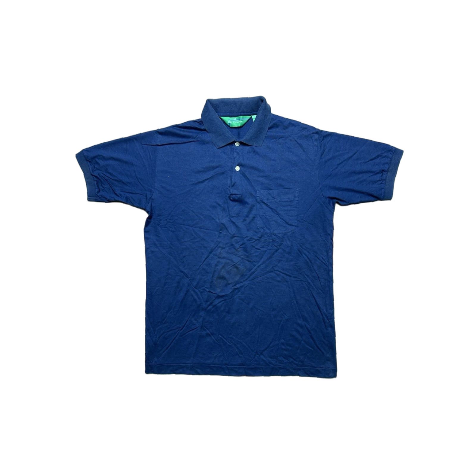 Vintage VINTAGE Polo Shirt Navy Blue 80s 90s Short Sleeve Blank Medium Men M Polyester Cotton Regular Blue Shirt Mens Size US M / EU 48-50 / 2 - 1 Thumbnail