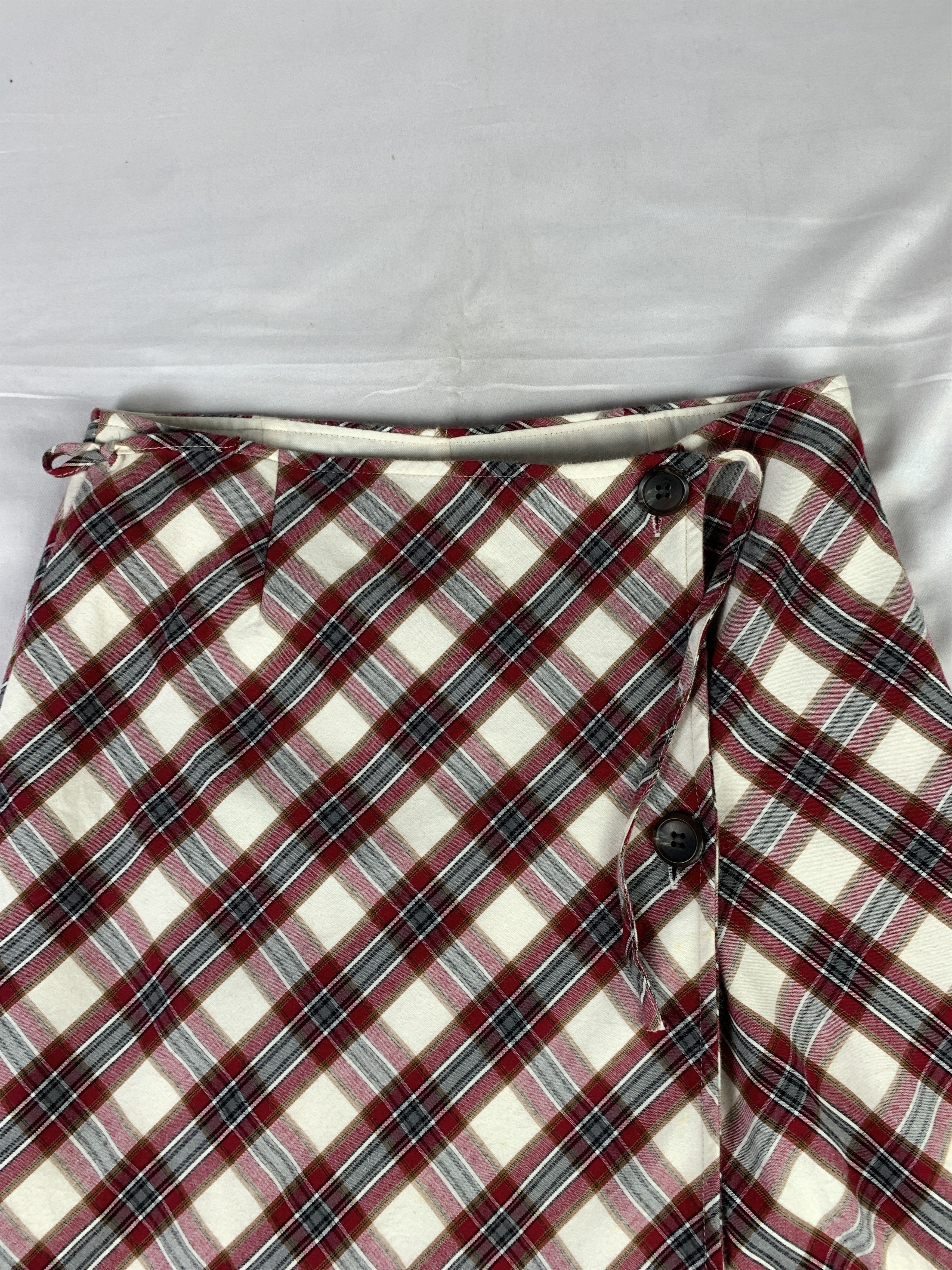 Japanese Brand stylenanda Plaid Tartan Wrapped Midi Skirt (27) Size 27" / US 4 / IT 40 - 5 Thumbnail