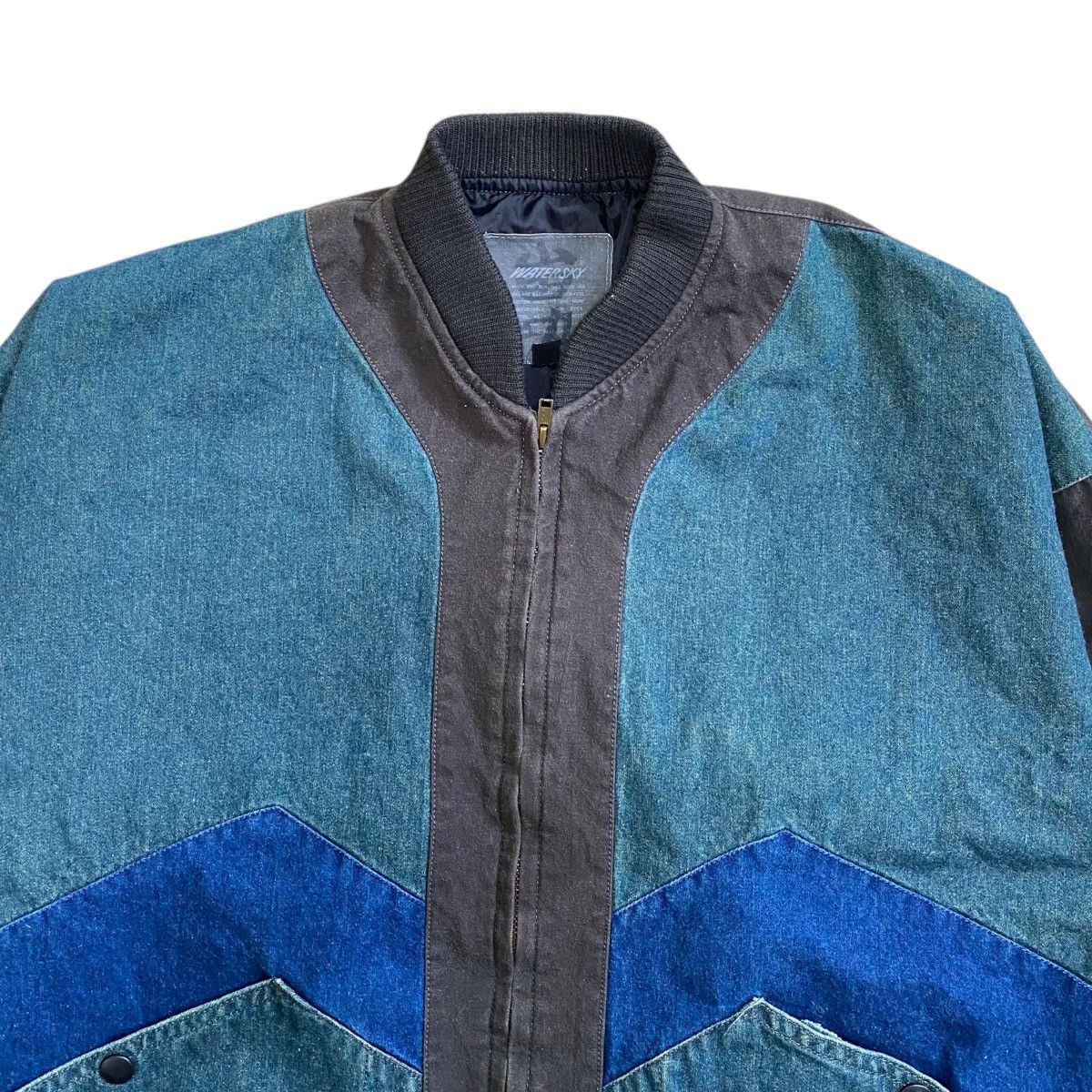 Japanese Brand × Vintage 💥 80s WATERSKY DENIM BOXY BOMBER JACKET Size US M / EU 48-50 / 2 - 4 Thumbnail