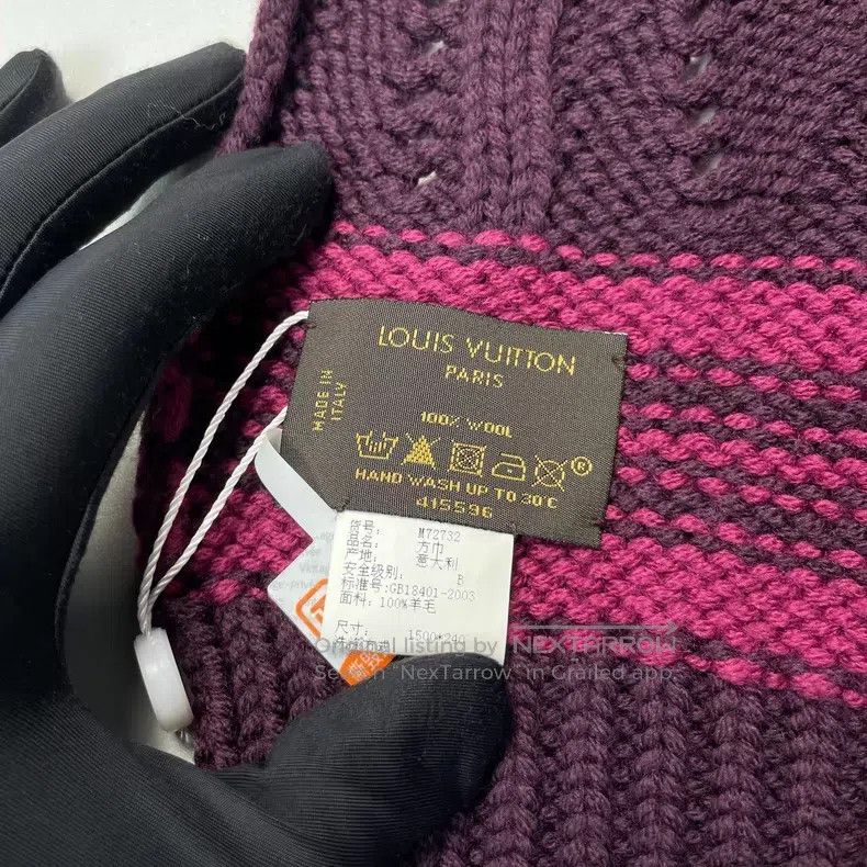 Other Louis Vuitton Purple Multi-Element Logo Wool Woven Scarf Size ONE SIZE - 8 Thumbnail