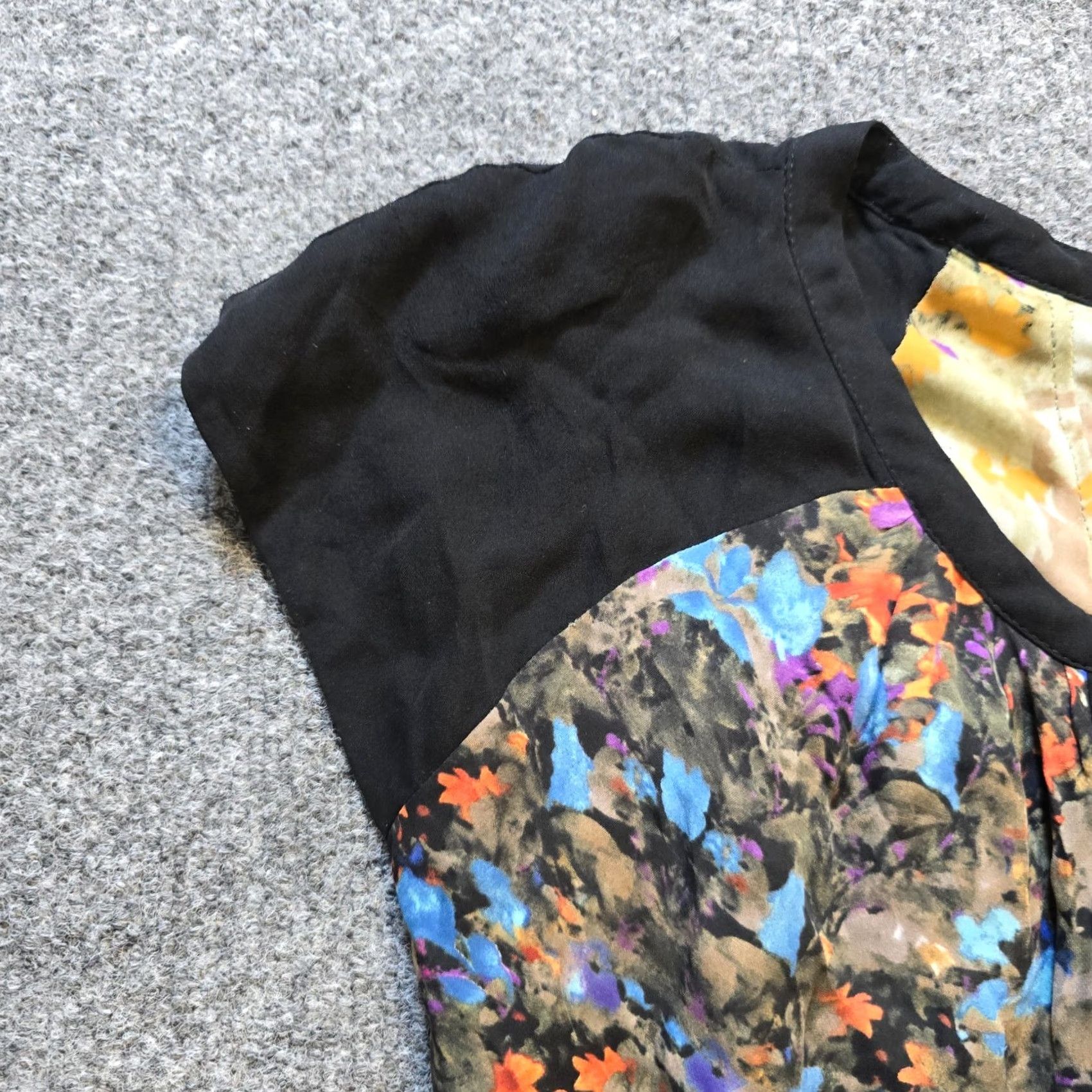 Parker Parker Dress Womens Size 2 Black Blue Floral Watercolor Art Silk Button Cocktail Dress Size XS / US 0-2 / IT 36-38 - 3 Thumbnail