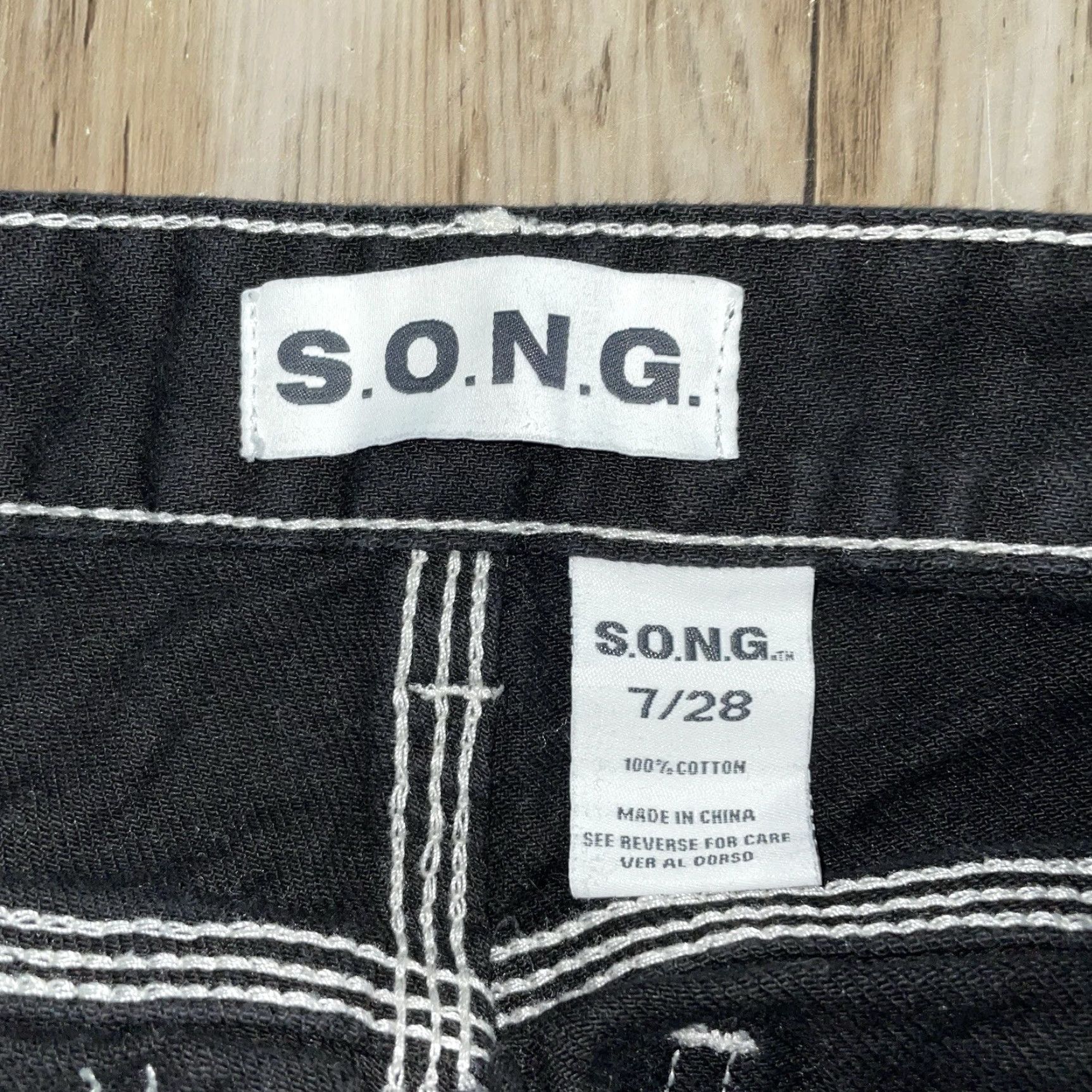 Vintage Song Jeans Women Carpenter Button Fly 7x28 Black Straight Adult Womens Size 28" / US 6 / IT 42 - 4 Thumbnail