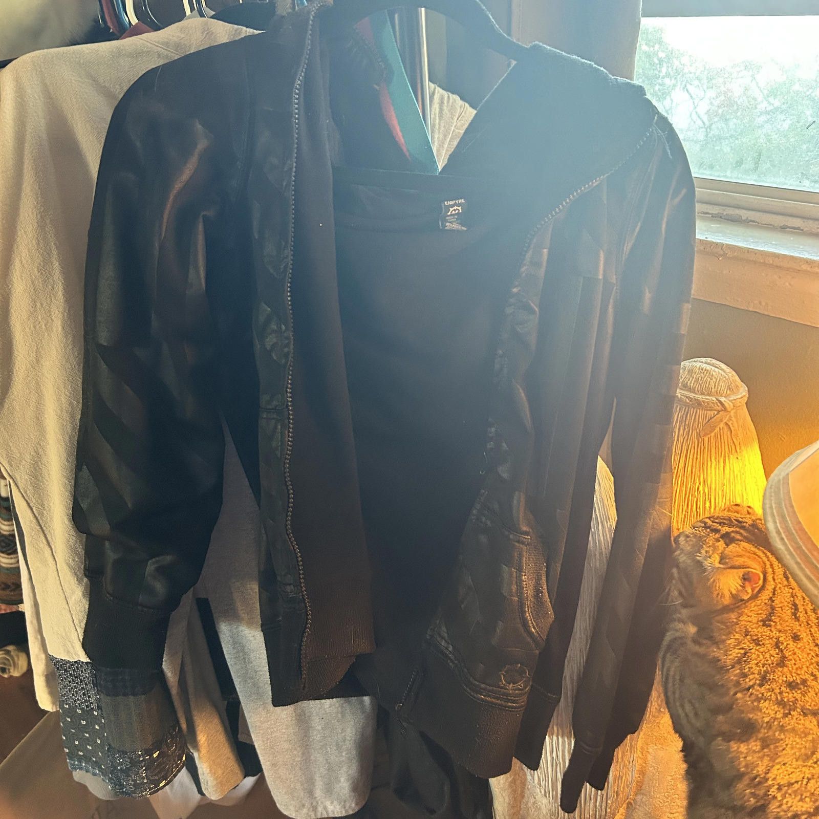 Empyre Empire Black Faux Leather Hoodie Jacket - Medium Size US M / EU 48-50 / 2 - 1 Thumbnail