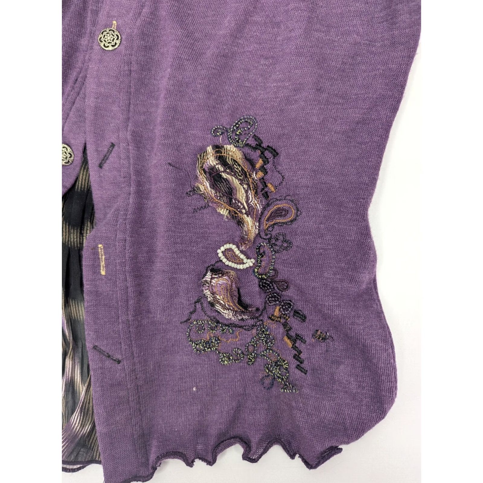 Vintage Alberto Makali Blouse Woman's M Crinkle Animal Print Sleeve Scoop Neck Pullover Casual Party Travel Purple Polyester Regular Womens Size M / US 6-8 / IT 42-44 - 5 Thumbnail