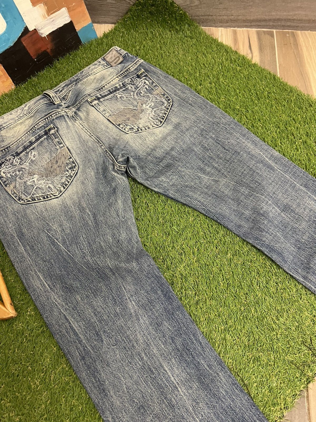Diesel Diesel Viker Dragon Distressed Denim Light Blue Jeans Pants Size US 34 / EU 50 - 4 Thumbnail