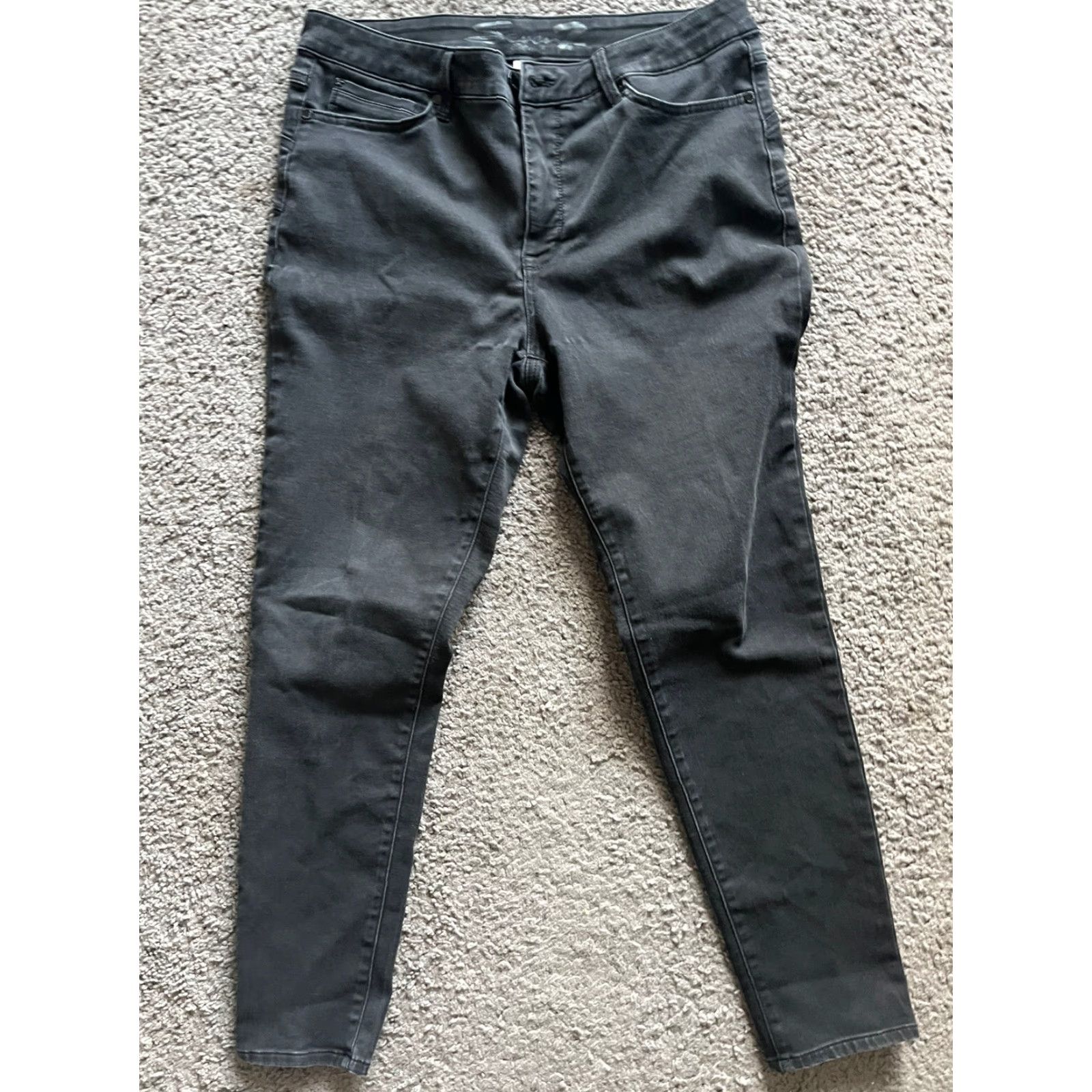 Vintage Women’s Seven7 Mid Rise Skinny Jeans Tapered Ankle Black Distress 14 Size 36" / US 14 / IT 50 - 4 Thumbnail