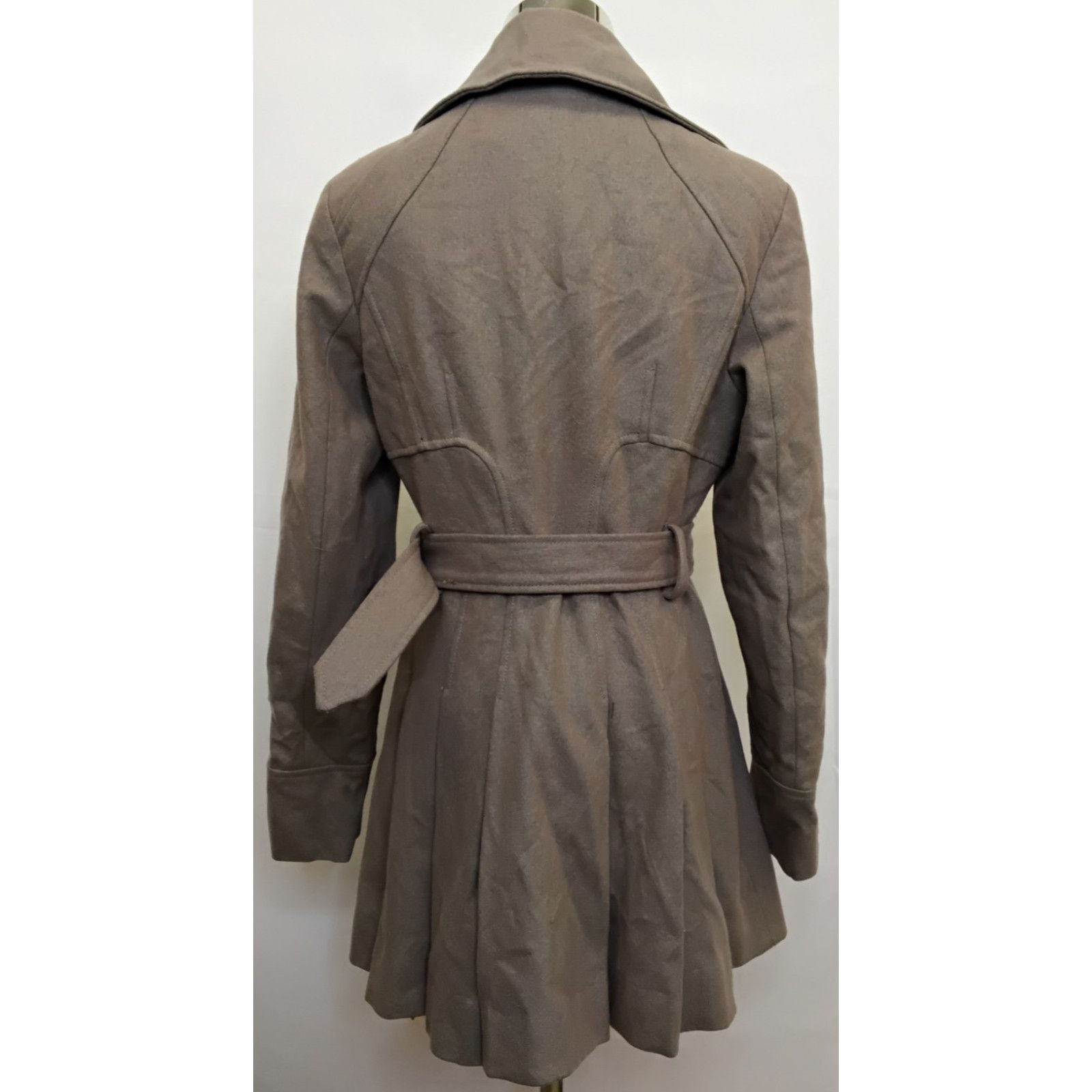 Guess Guess Pea Coat Women's M Taupe Wool Blend Belted Y2K Size M / US 6-8 / IT 42-44 - 3 Thumbnail
