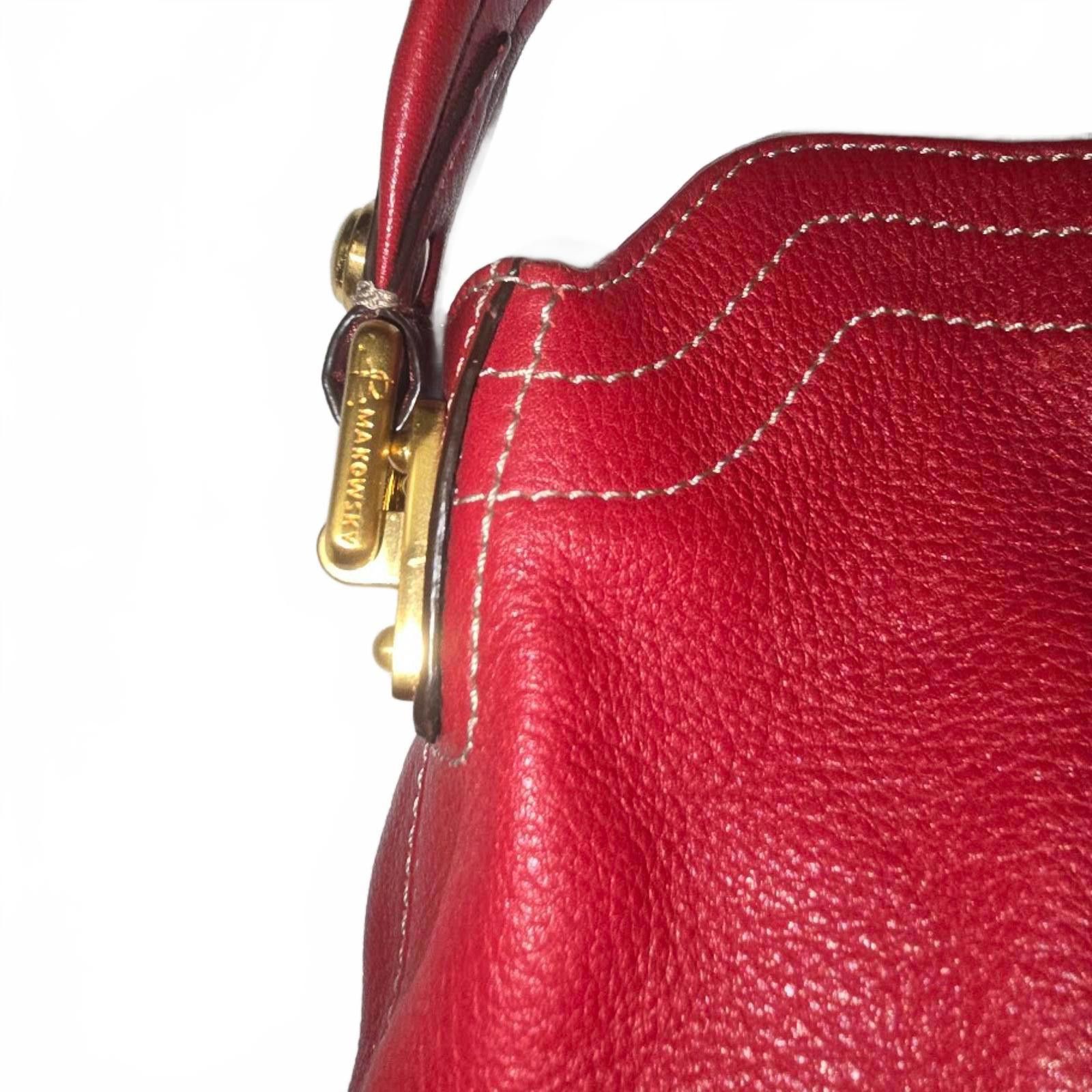 Other B Makowsky Cranberry Red Soft Pebbled Leather Hobo Size ONE SIZE - 7 Thumbnail