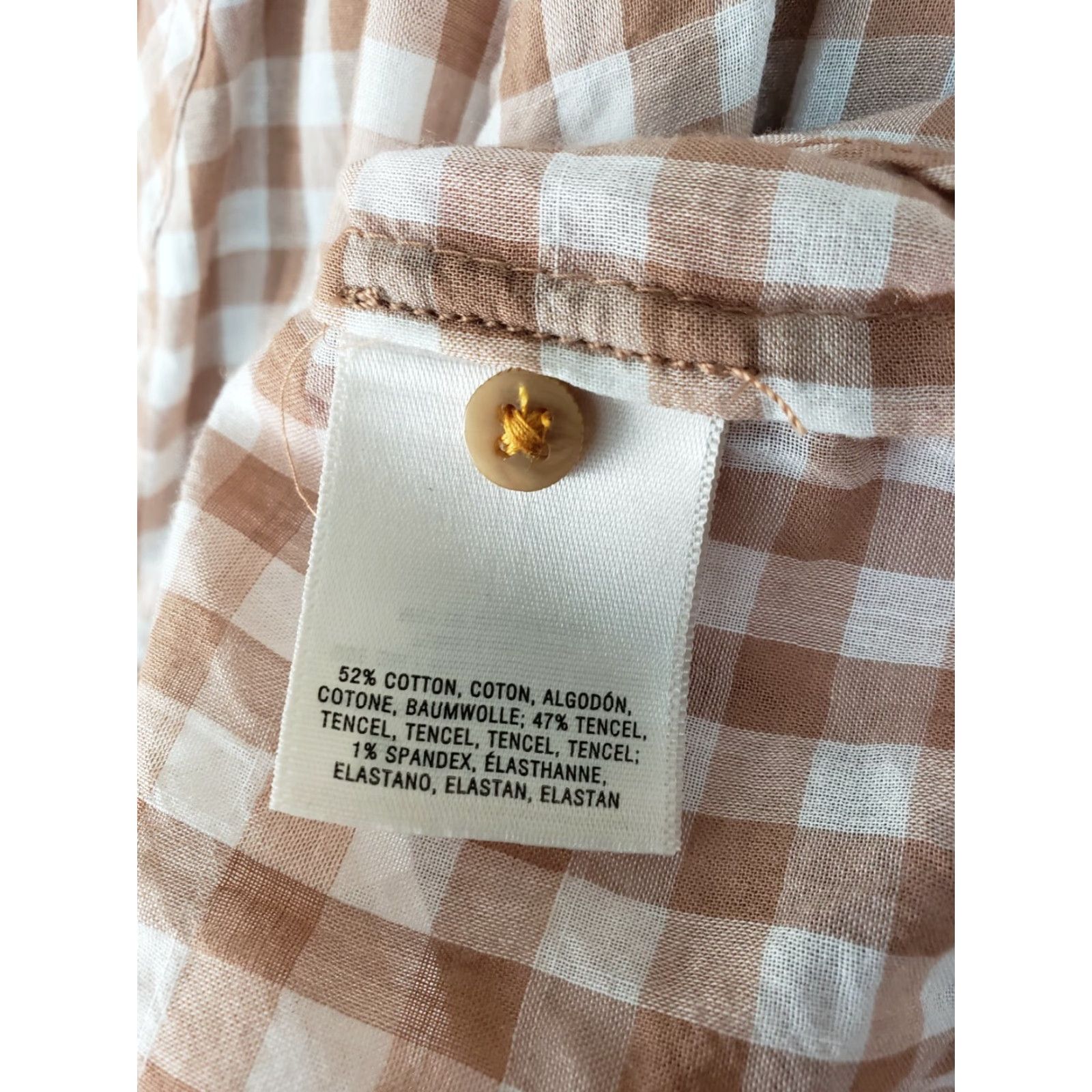Vintage Holding Horses Womens Blouse Sz 2 Tan Gingham Long Sleeve Cotton Blend Shirt Clothing Mens? Size XS / US 0-2 / IT 36-38 - 5 Thumbnail