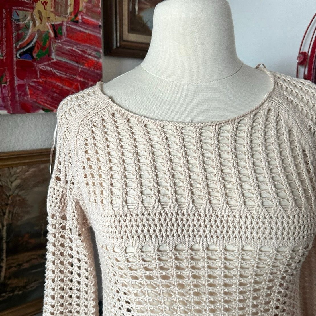 Other new directions petite beige knit sweater Size M / US 6-8 / IT 42-44 - 2 Thumbnail