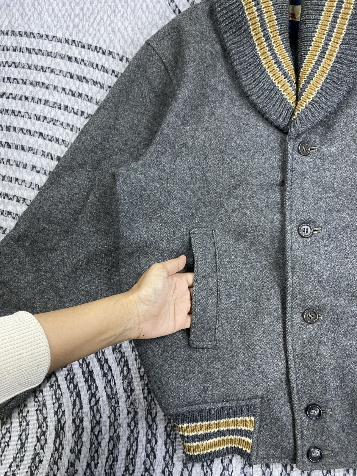 Japanese Brand Vintage B.M.Y Varsity Style Wool Jacket Size US M / EU 48-50 / 2 - 7 Thumbnail