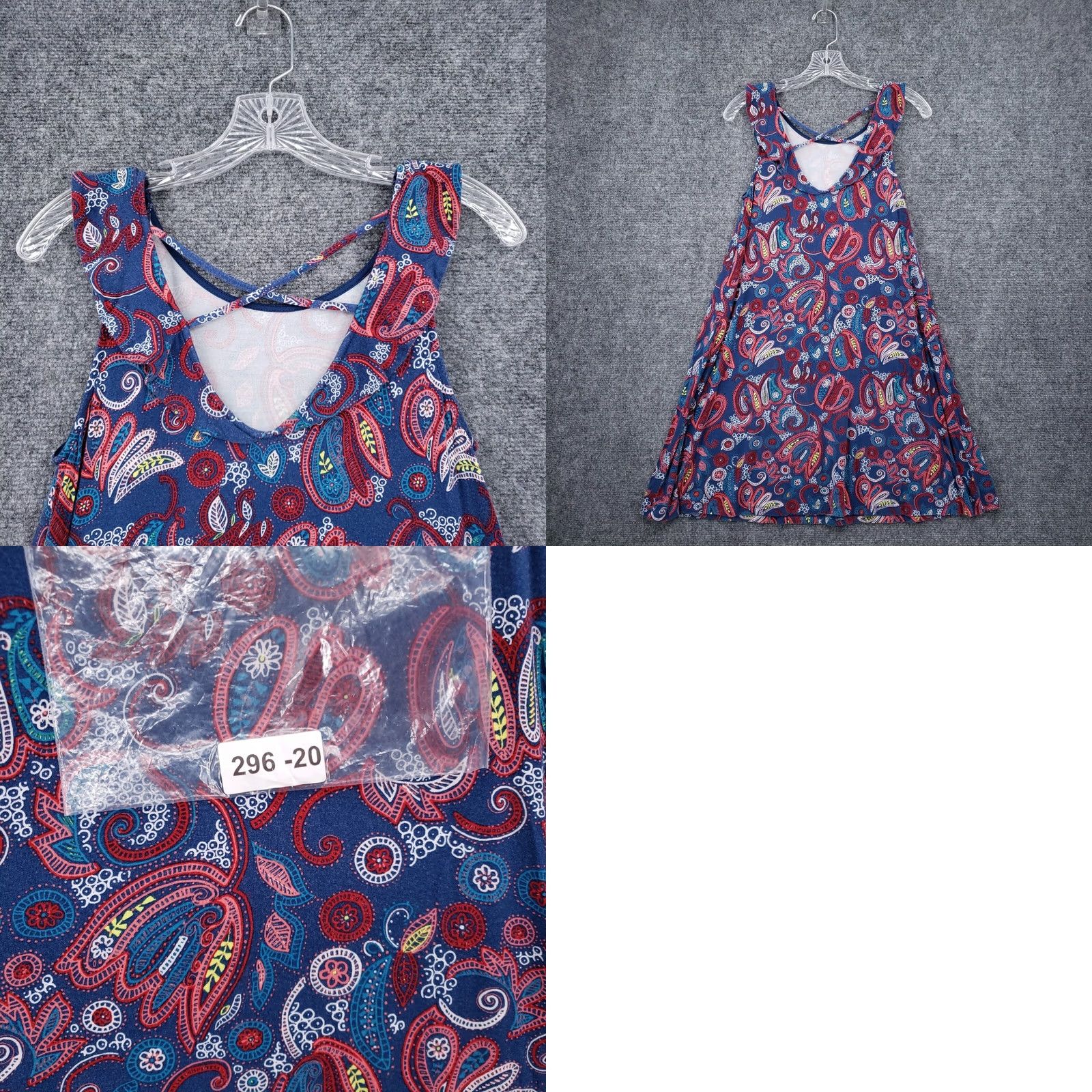 Loft LOFT Dress Womens XS Blue Paisley A-Line Sleeveless V-Neck Sundress Cross Back Short Dress Size 26" / US 2 / IT 38 - 8 Thumbnail