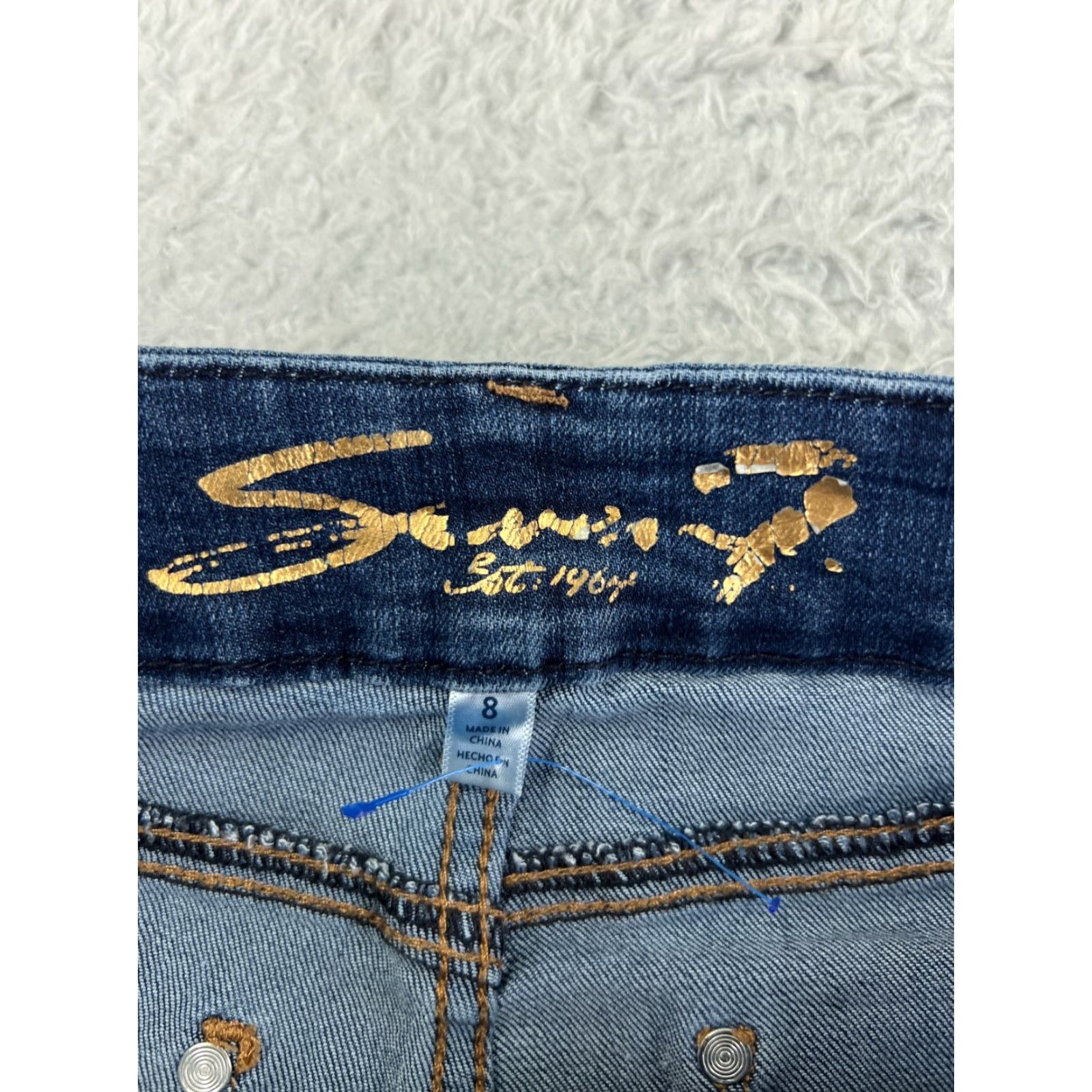 Vintage VINTAGE Seven7 Jeans Women 8 Blue Denim Tummyless Mid Rise Skinny Cotton Blend Jeans Women 8 Blue Distressed 5-Pocket Design Modern Fit Size 30" / US 8 / IT 44 - 3 Thumbnail