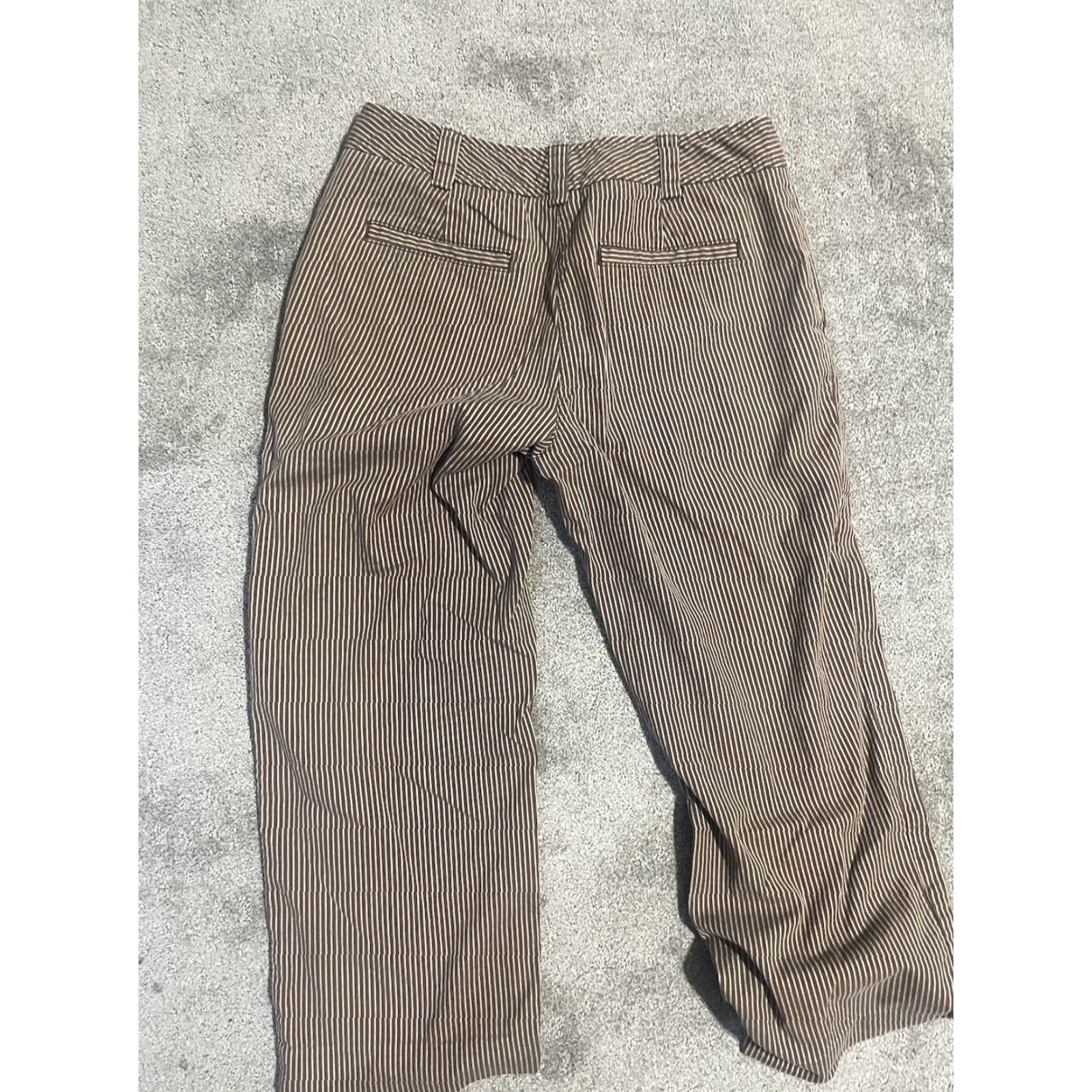Talbots Talbots Cropped Pants Womens Size 2P Brown Stripe Pockets Stretch Capri Pants Size 29" - 3 Thumbnail