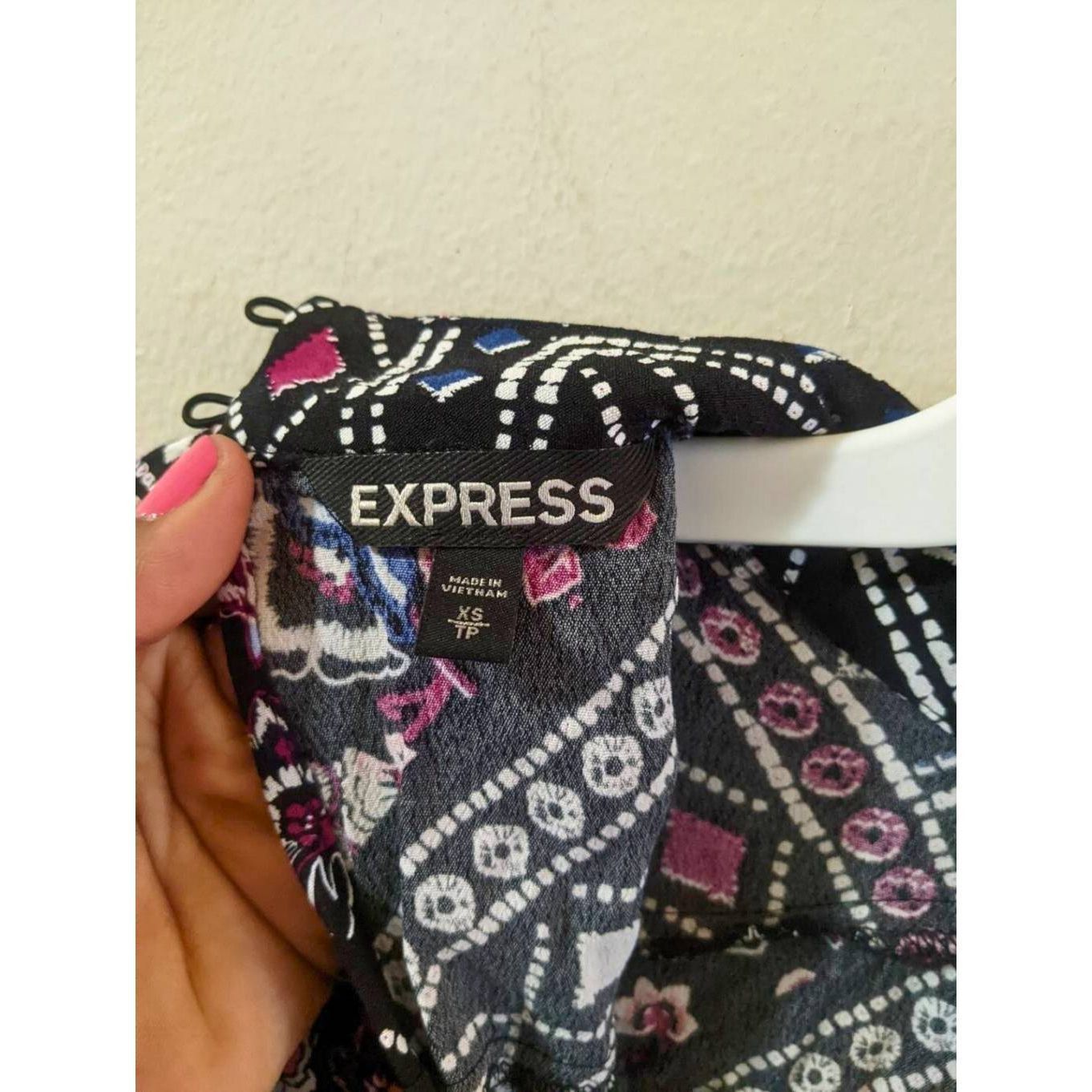 Express Express XS Boho Tunic Dress Black Floral Geometric Long Slee Size XS / US 0-2 / IT 36-38 - 3 Thumbnail