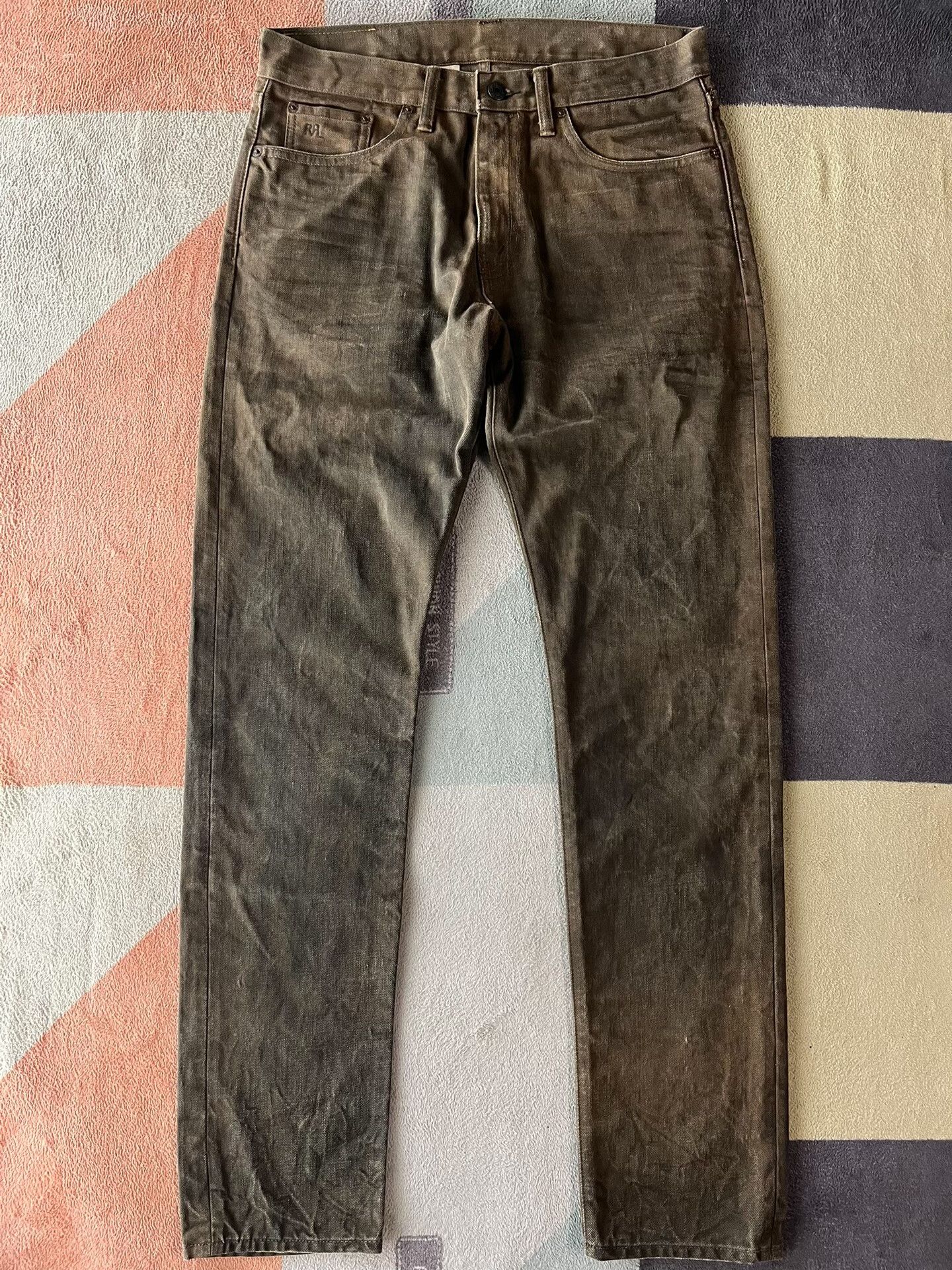RRL Ralph Lauren RRL Brown Washed Distressed Slim Jeans Size US 31 - 1 Thumbnail