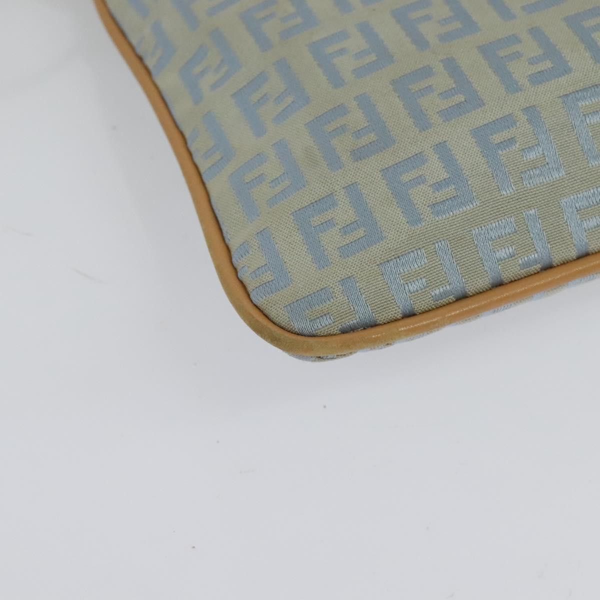Fendi FENDI Zucchino Canvas Shoulder Bag Light Blue Silver Size ONE SIZE - 4 Thumbnail