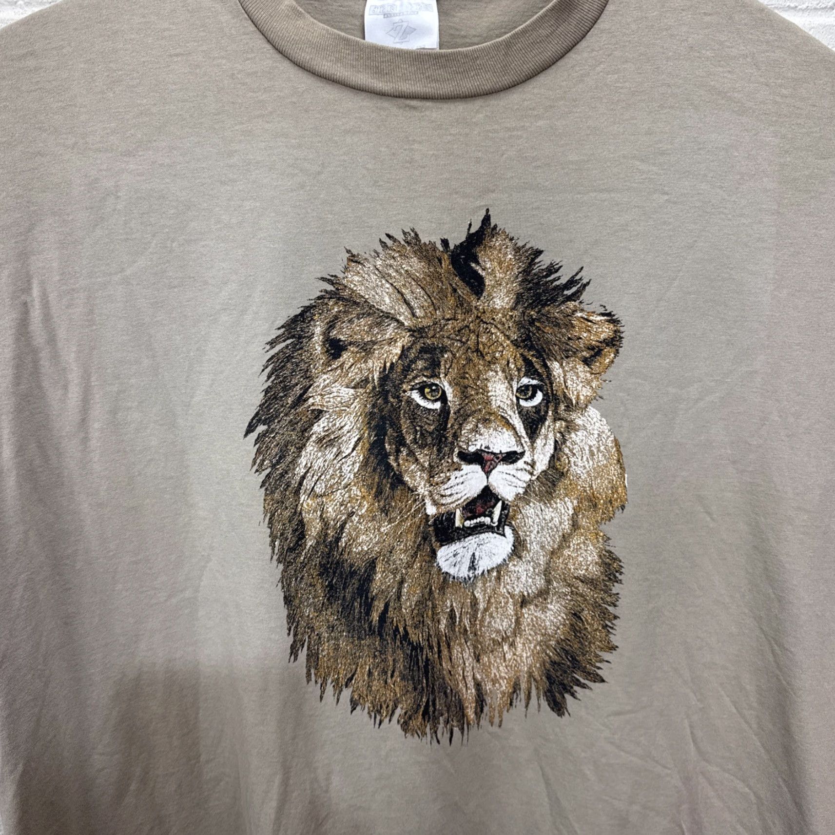 Jerzees VINTAGE JERZEES Big Face Lion 90s Graphic T Shirt USA Beige 3XL Men Shirt Size US XXL / EU 58 / 5 - 7 Thumbnail