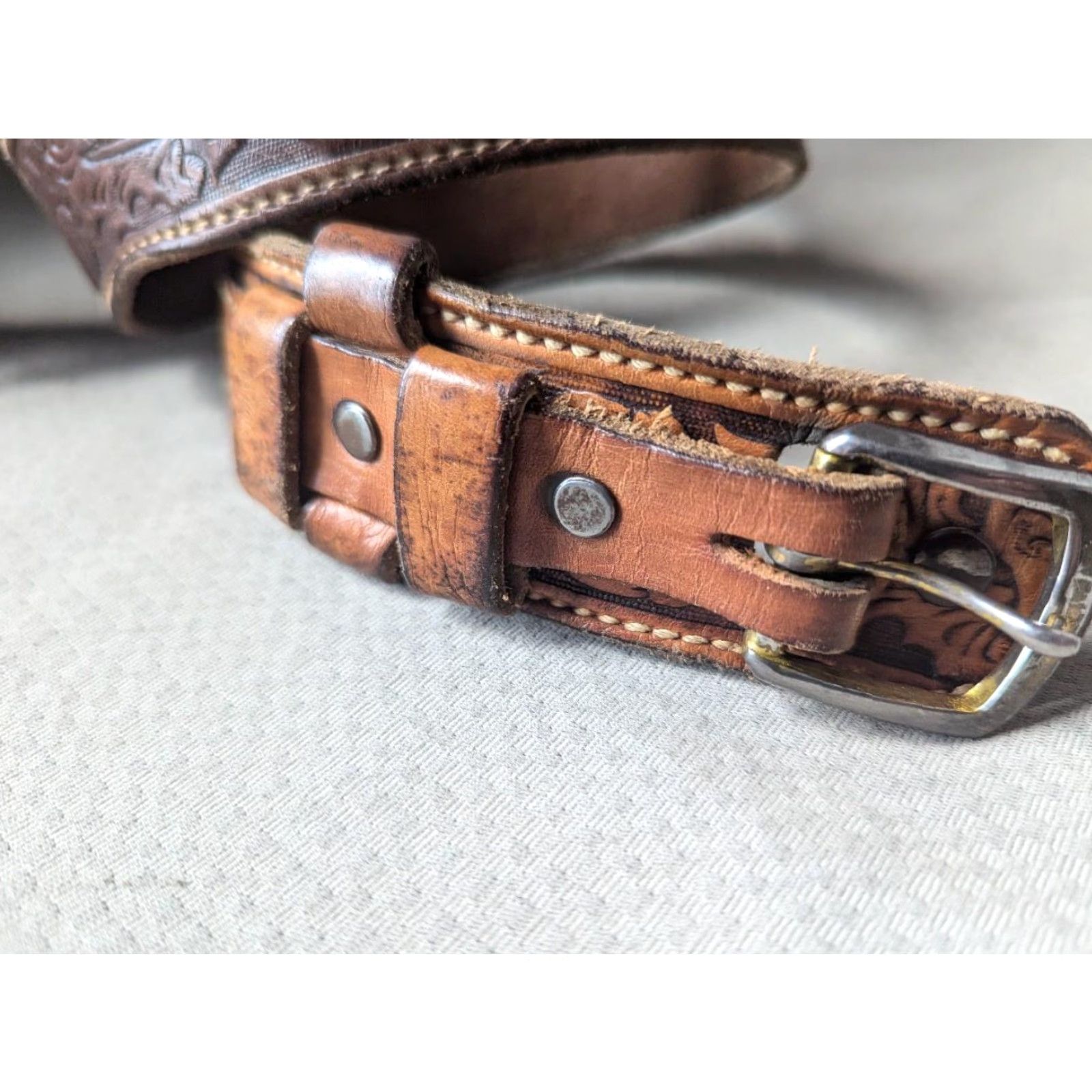 Vintage VINTAGE Textan belt 38 leather western Ranger Acorn buckle belt Mens Size 38 - 3 Thumbnail
