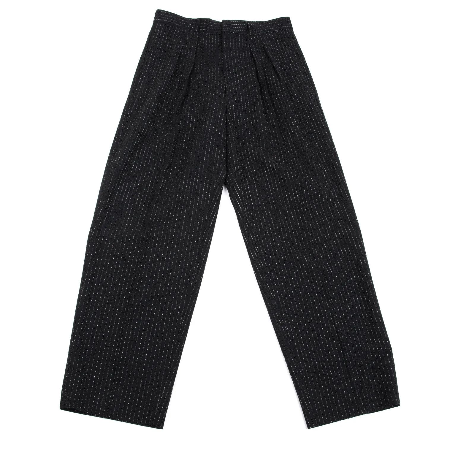 Jean Paul Gaultier Wool Stitch Stripe Tuck Pants in Black and Off-White Size US 32 / EU 48 - 1 Thumbnail