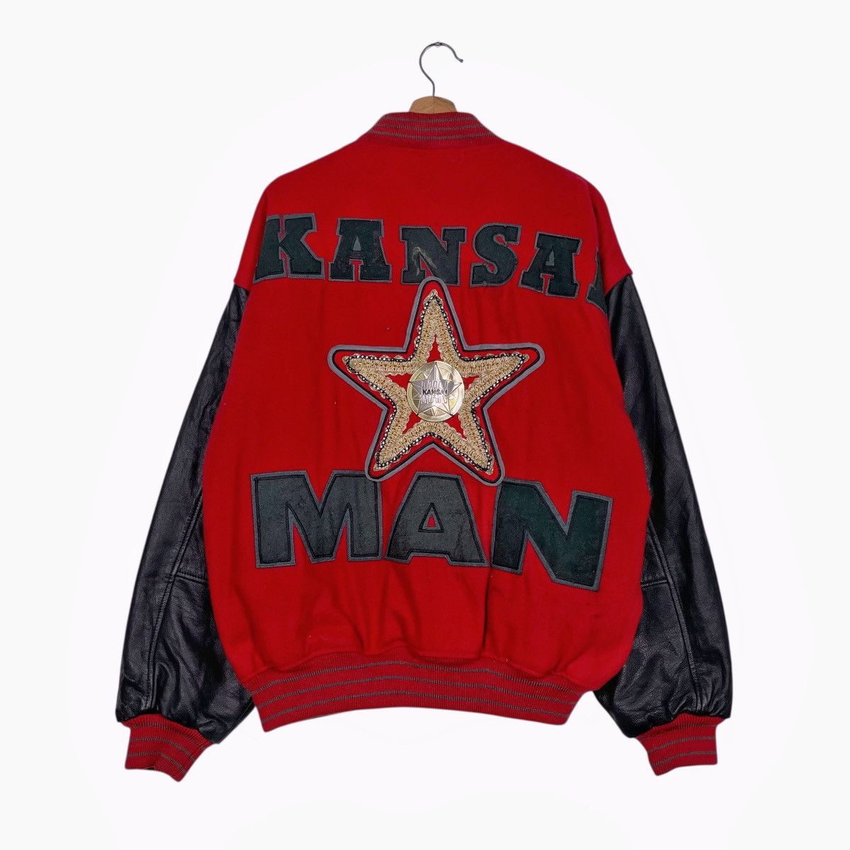 Kansai Yamamoto Vintage Kansai Yamamoto Varsity Leather Jacket Size US L / EU 52-54 / 3 - 1 Thumbnail