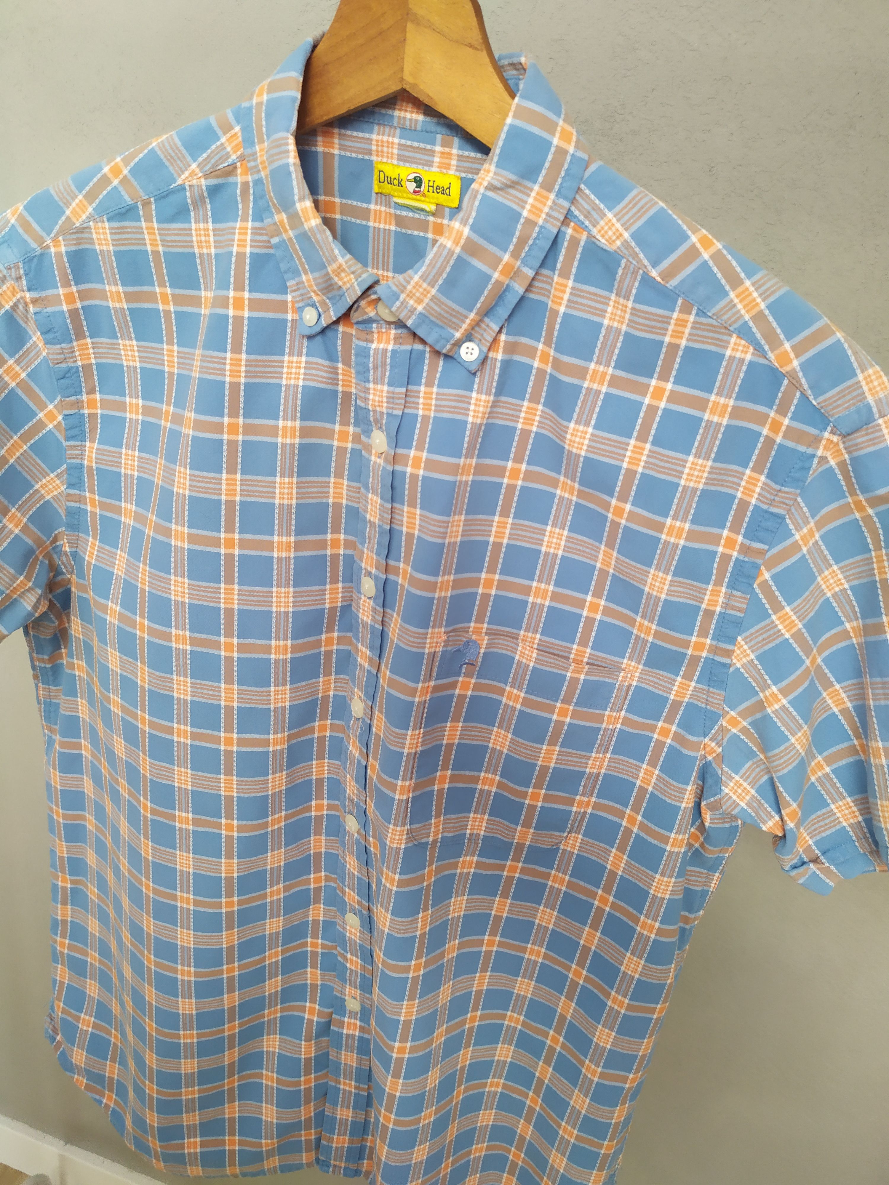 Duck Head Blue Men's Checkered Shirt Duck Head L Cotton Short Sleeve Size US L / EU 52-54 / 3 - 10 Thumbnail