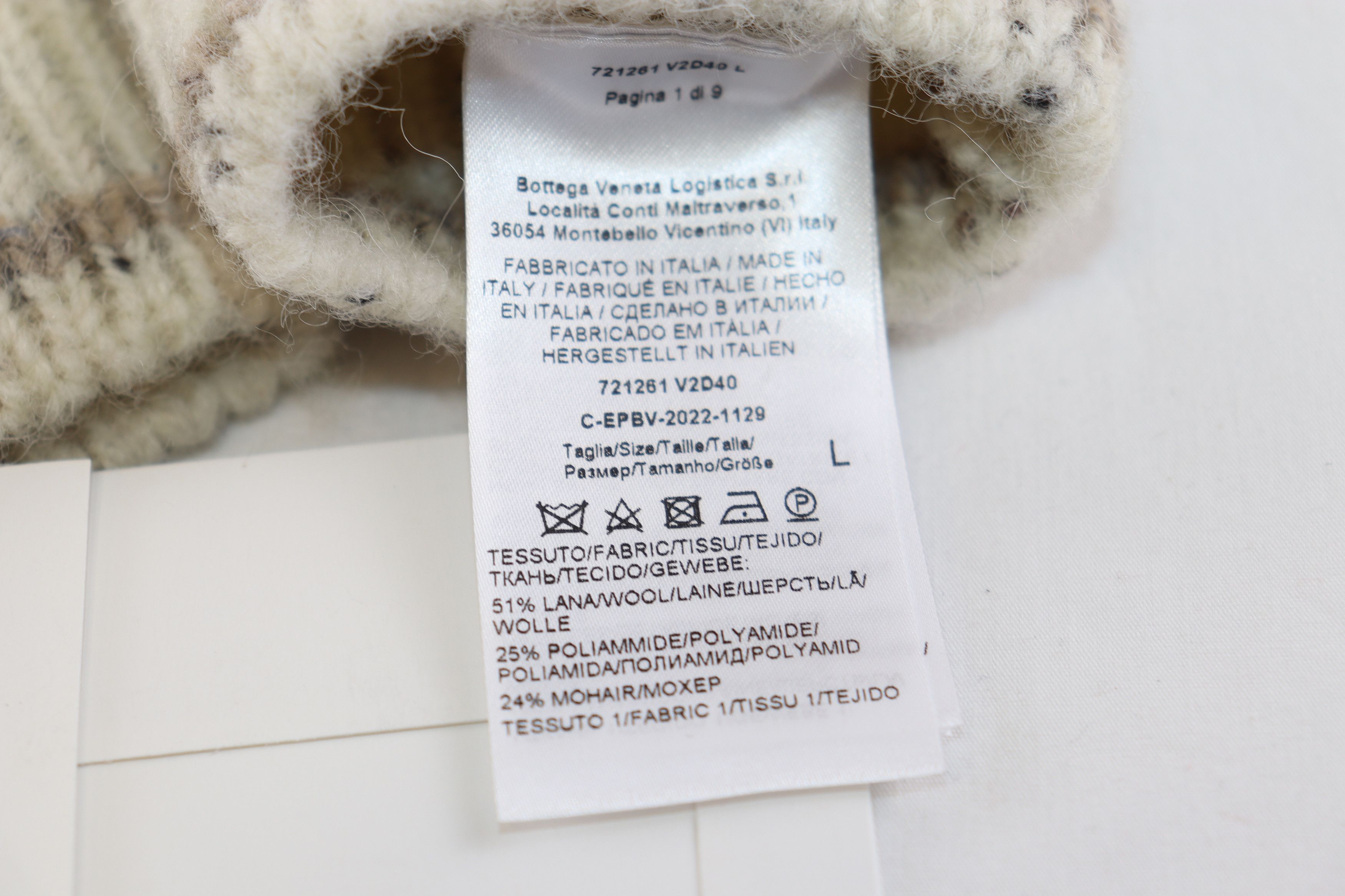 Bottega Veneta o1rshd1 Size: L / PW Patchwork Wool Knit Gloves Sand Melange Size ONE SIZE - 5 Thumbnail