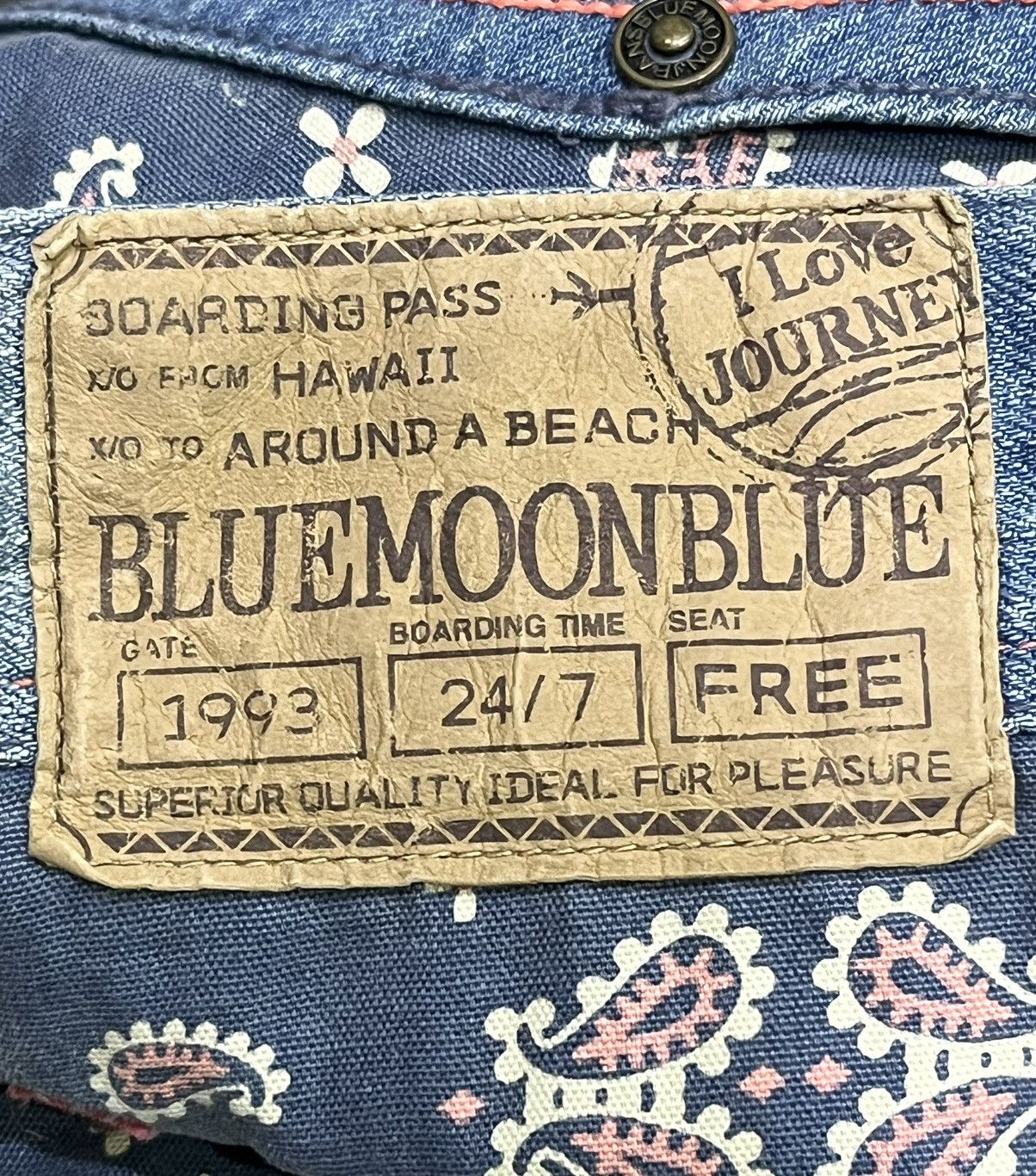 Vintage 🌜DOPE🔥90’s BMB BEACH BOARDING PASS Spell Out Paisley Jeans Size US 30 / EU 46 - 2 Thumbnail