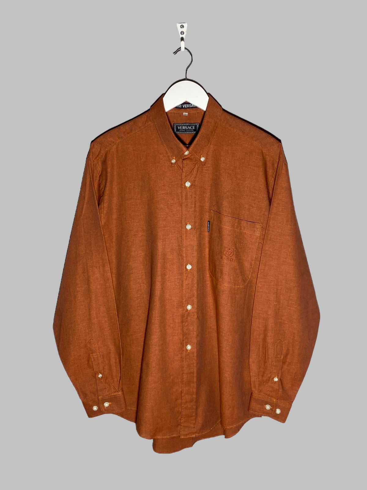 🔥 VINTAGE GIANNI VERSACE BROWN SHIRT MEDUSA ITALIAN STYLE