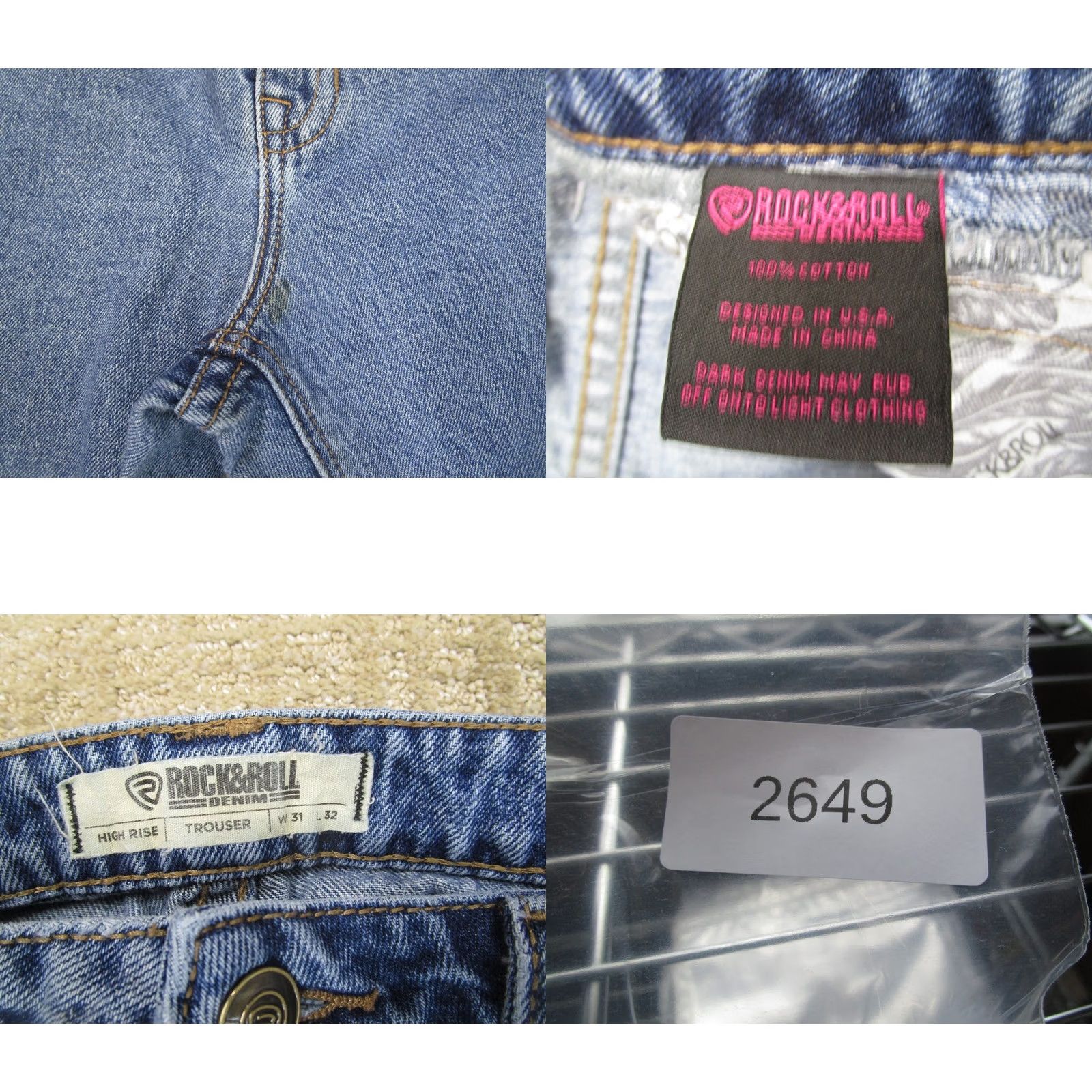 Vintage Rock & Roll Jeans Women 31 Blue High Rise Flared Western Jeans Light Wash Denim Hook Zip Pocket 5-Pocket Relaxed Logo Cowboy Hipster Southwestern Size 24" / US 00 / IT 34 - 8 Thumbnail