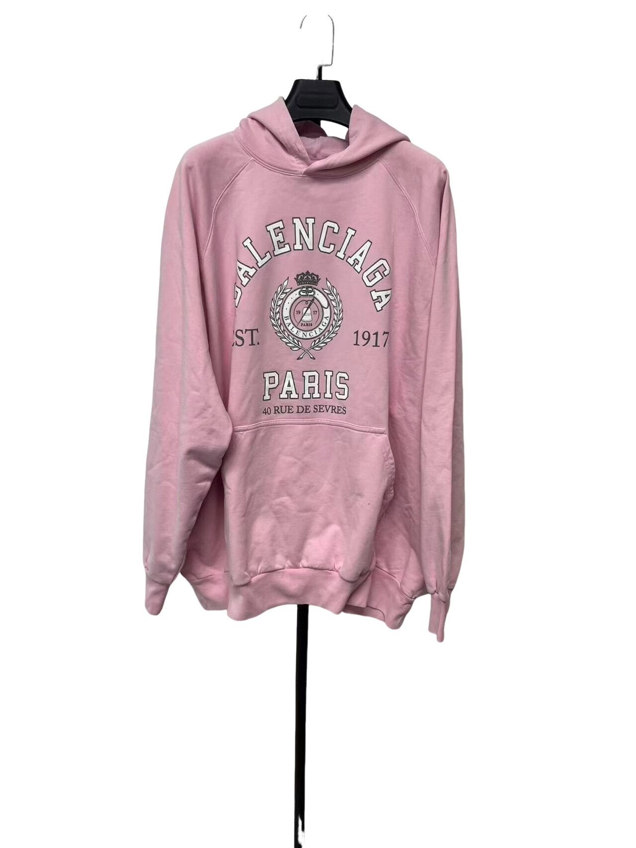 Balenciaga Balenciaga Crest Logo Pink Hoodie Size 1 Size S / US 4 / IT 40 - 1 Thumbnail