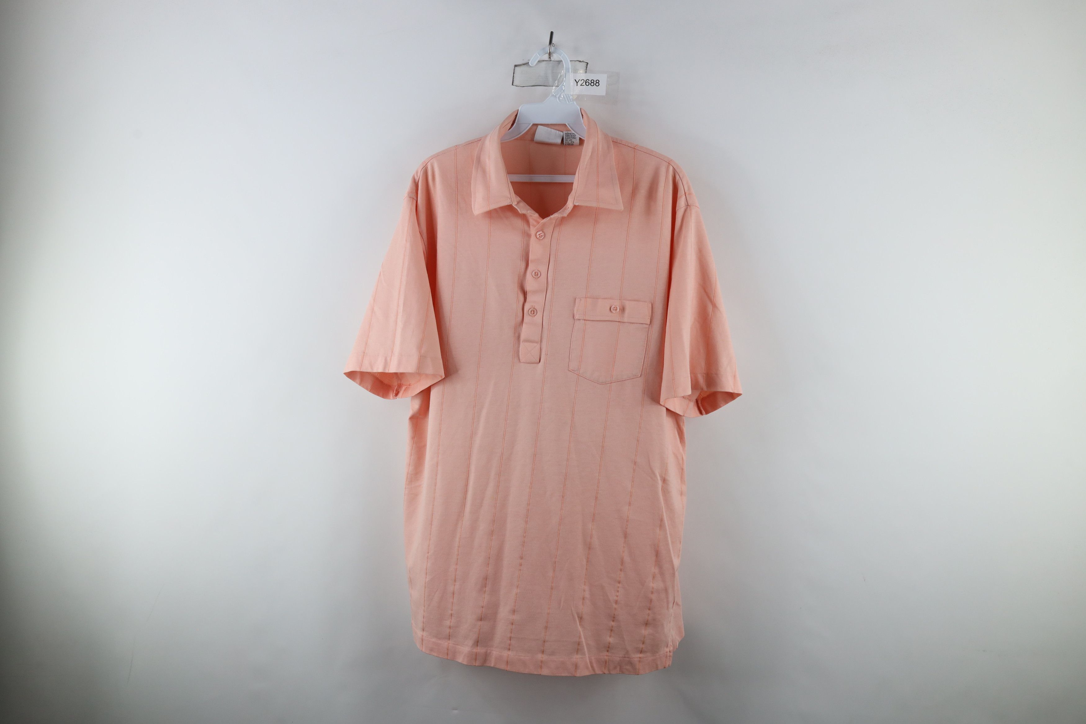 Vintage Vintage 90s Streetwear Striped Knit Collared Polo Shirt Pink Size US XL / EU 56 / 4 - 1 Thumbnail