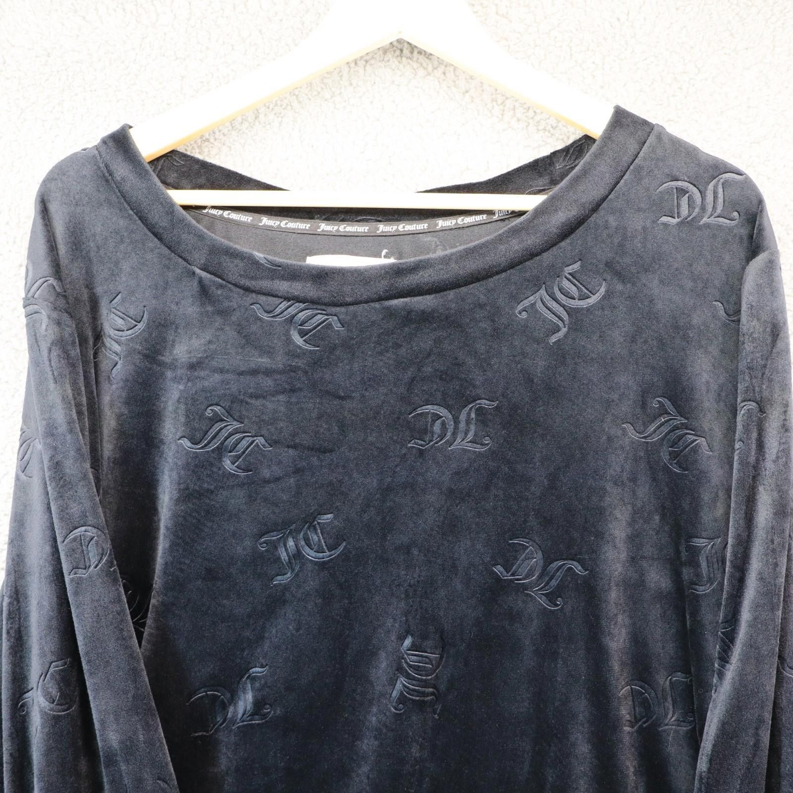 Juicy Couture Jeans Juicy Couture Black Velour sweater Shirt Women 3X Monogram Size 3XL / US 20-22 - 2 Thumbnail