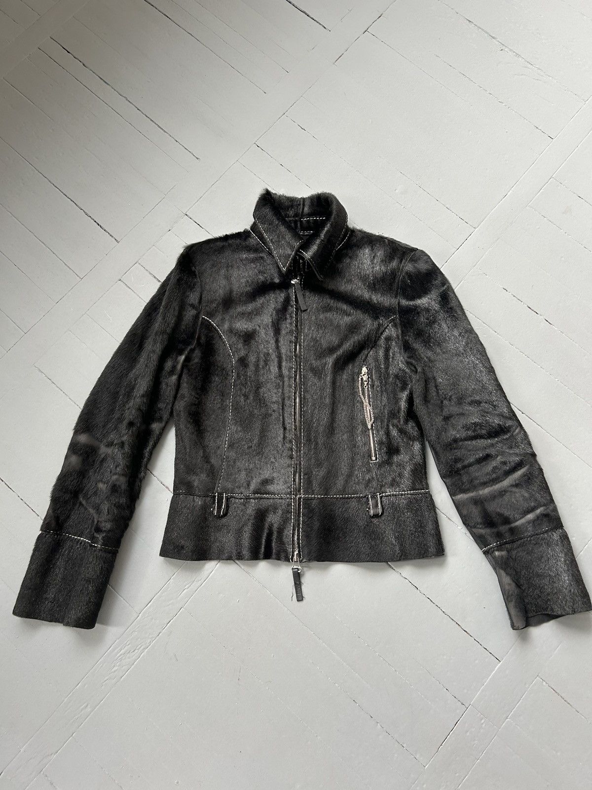 image of Avant Garde x Vintage Fur Leather Jacket in Black, Women's (Size Medium)