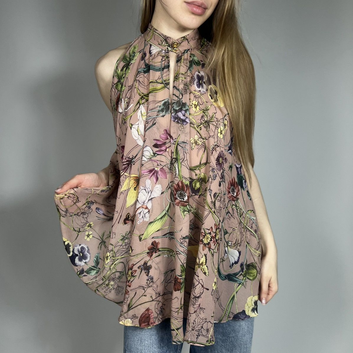 Gucci Vintage Y2K Gucci Silk Floral Style Blouses Shirt Luxury Size S / US 4 / IT 40 - 1 Thumbnail