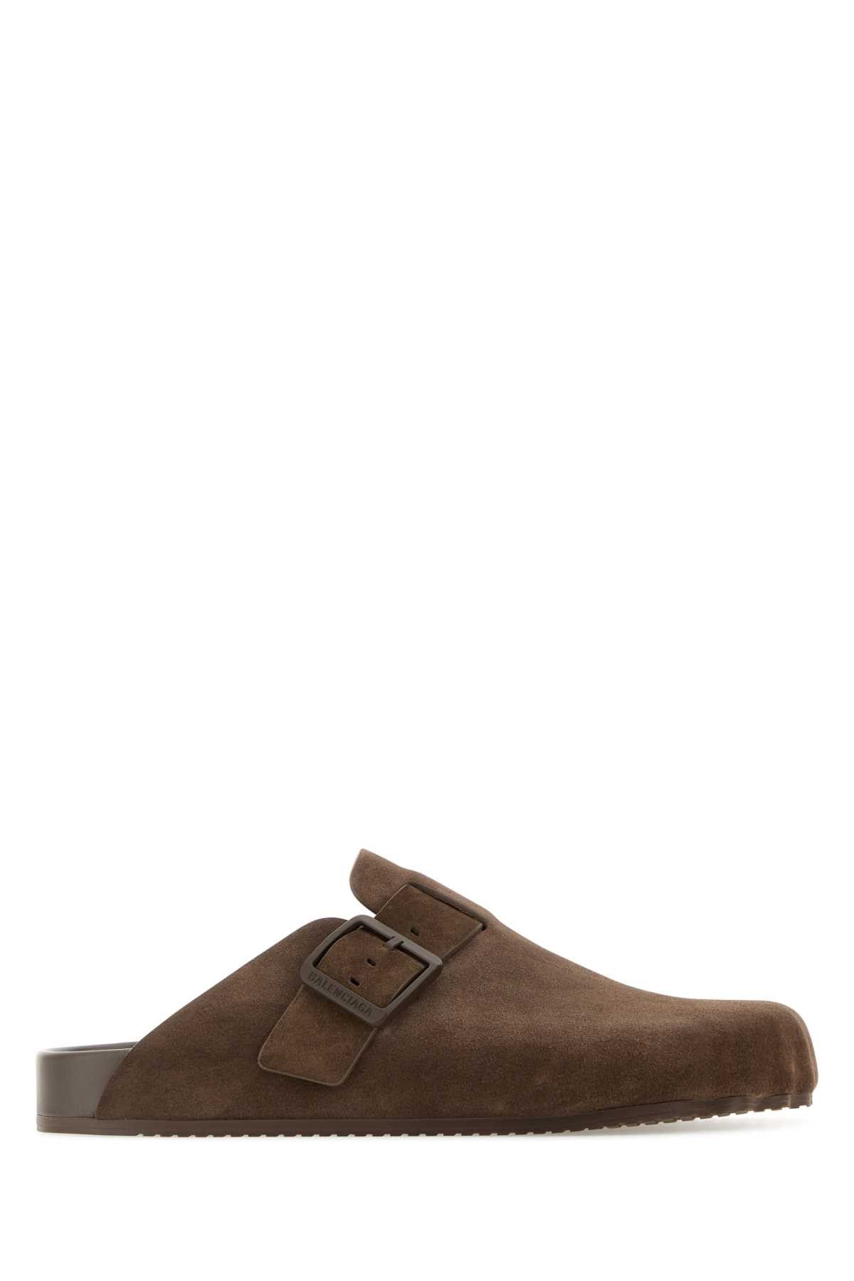 image of Balenciaga Brown Suede Sunday Slippers, Men's (Size 8)