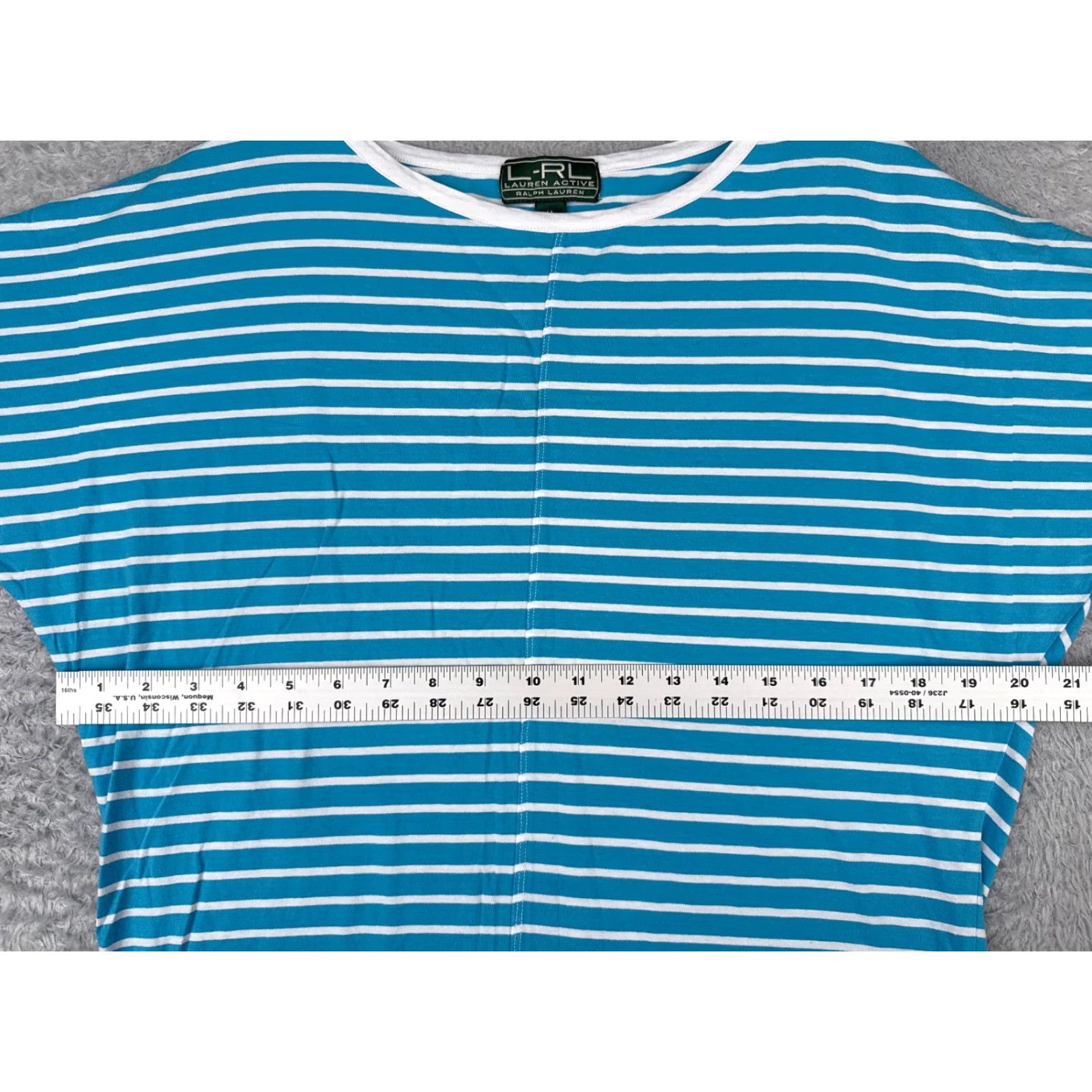 Ralph Lauren Lauren Active Shirt Women M Blue Stripe 3/4 Sleeve Round Neck Casual Jersey Cotton Blend Logo Vintage? No. Size M / US 6-8 / IT 42-44 - 7 Thumbnail