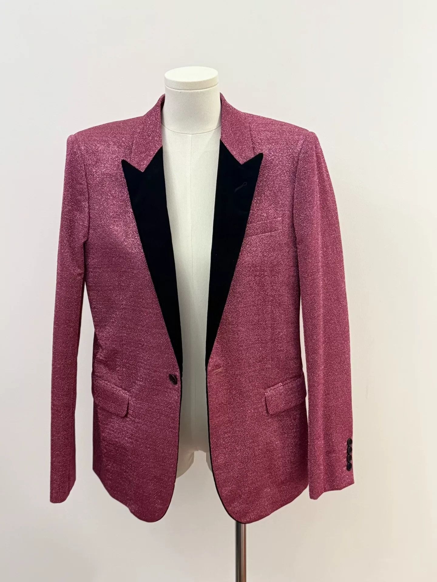 Saint Laurent Paris Saint Laurent Pink Glitter Blazer Size M / US 6-8 / IT 42-44 - 1 Thumbnail