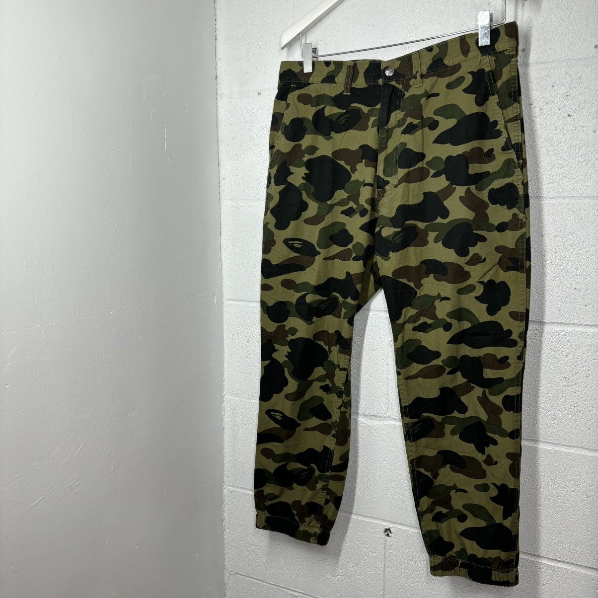 image of Bape 1St Camo Cotton Pants in Green, Men's (Size 33)