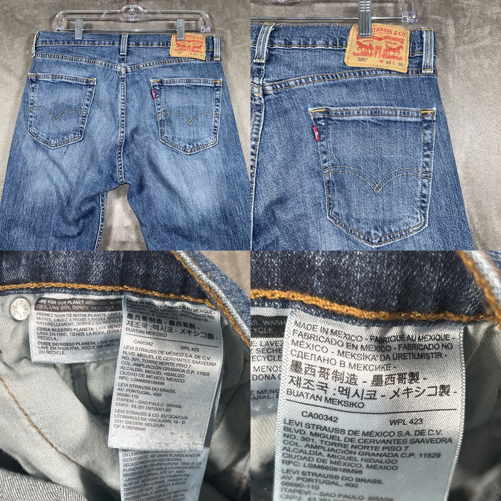 Levi's Levi's 505 Jeans Mens 32x30 Straight 5-Pocket Denim Cotton Blue Regular Waist 32 Inseam 30 Medium Wash Size US 32 / EU 48 - 8 Thumbnail